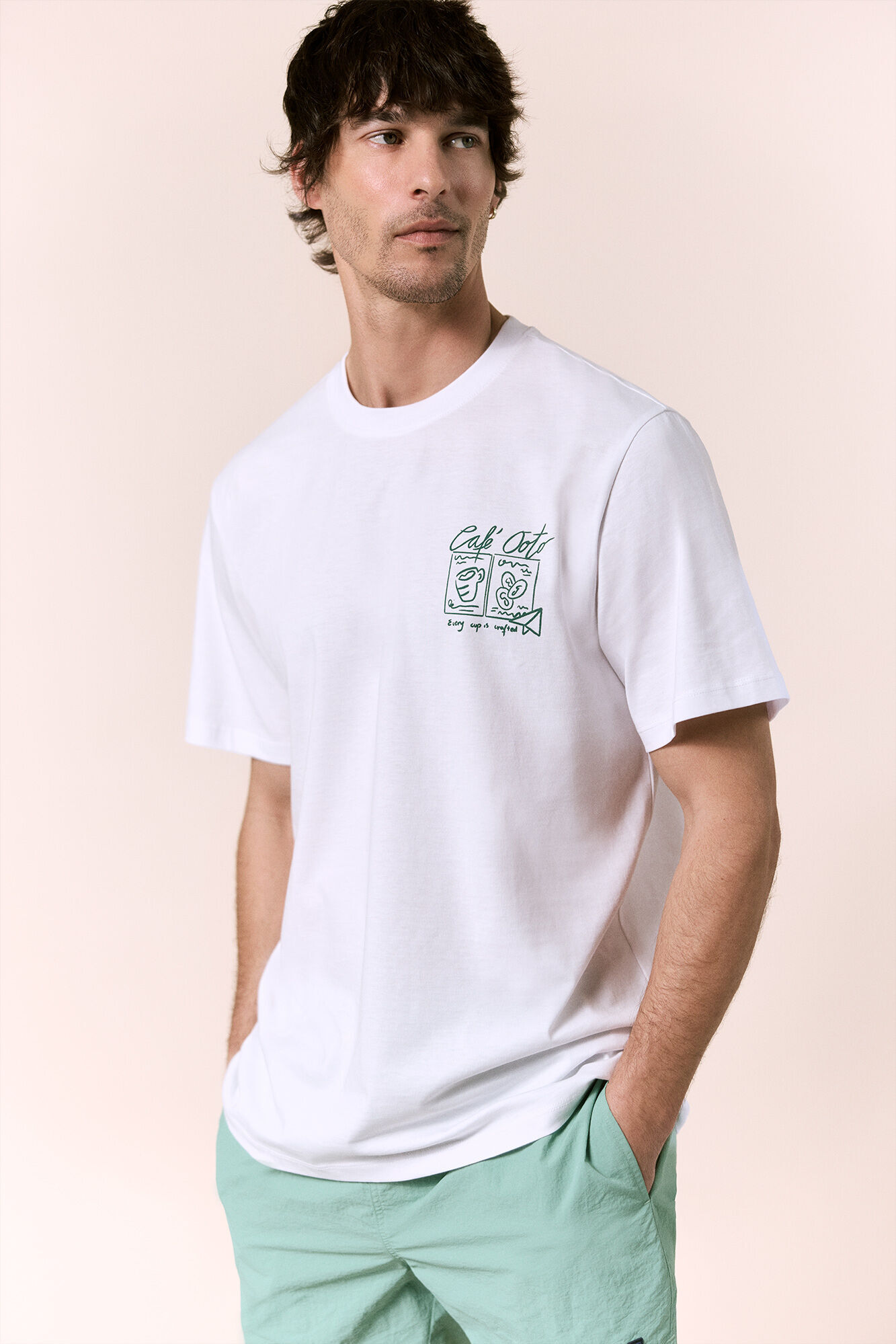OOTO Camiseta gr&aacute;fica lavada