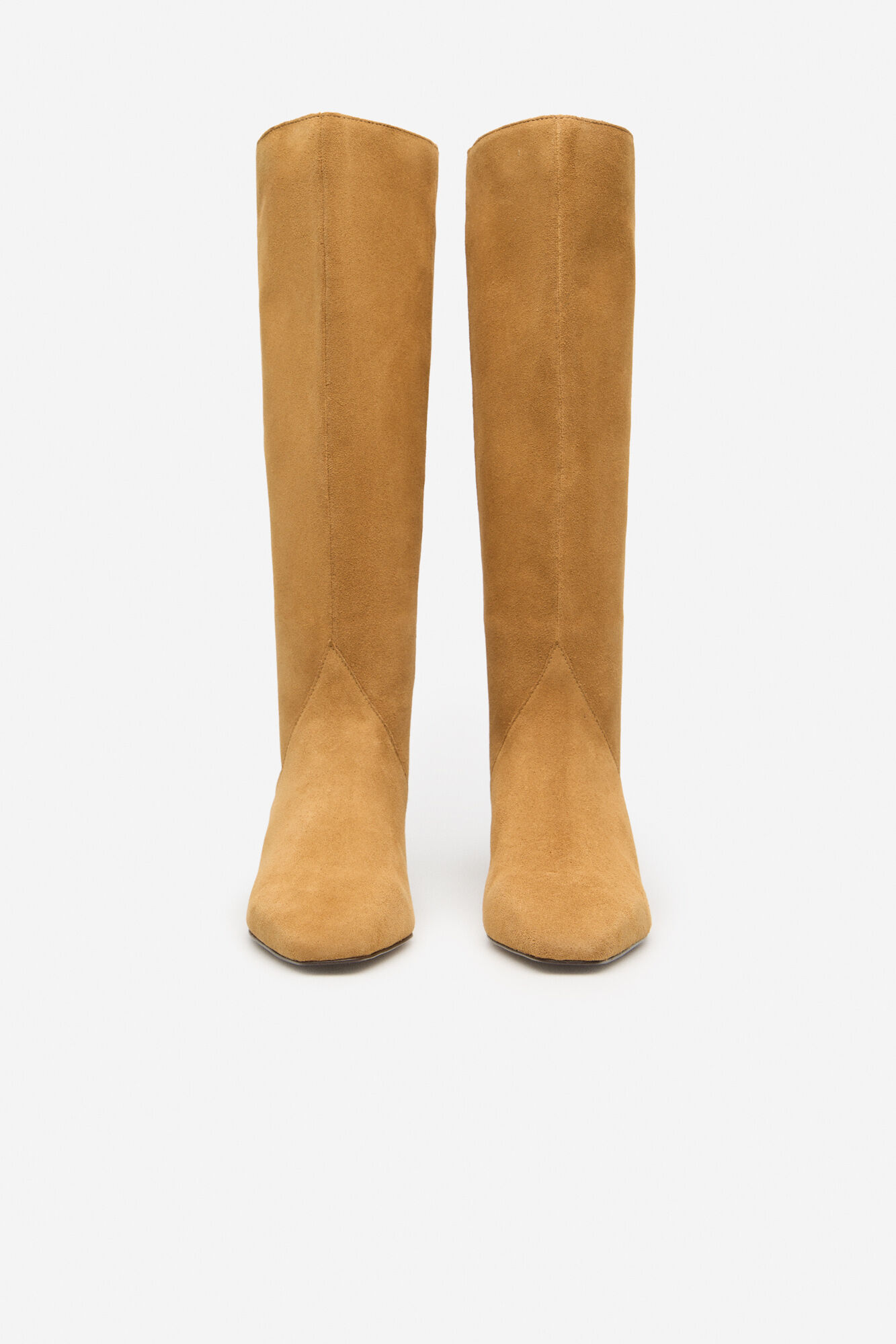 Cortefiel split leather heeled boot Brown