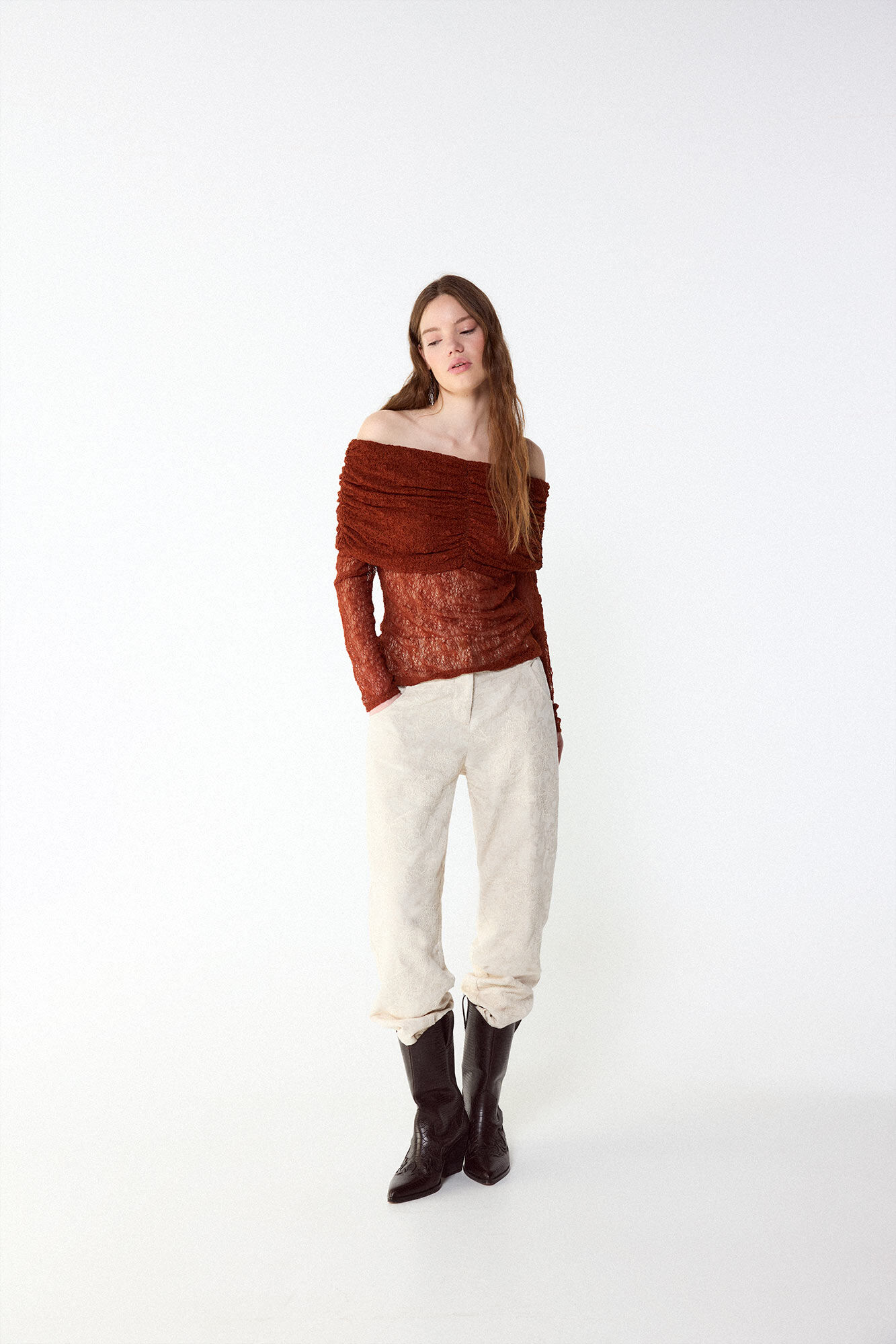 Slowlove Top decotado de lingerie Castanho