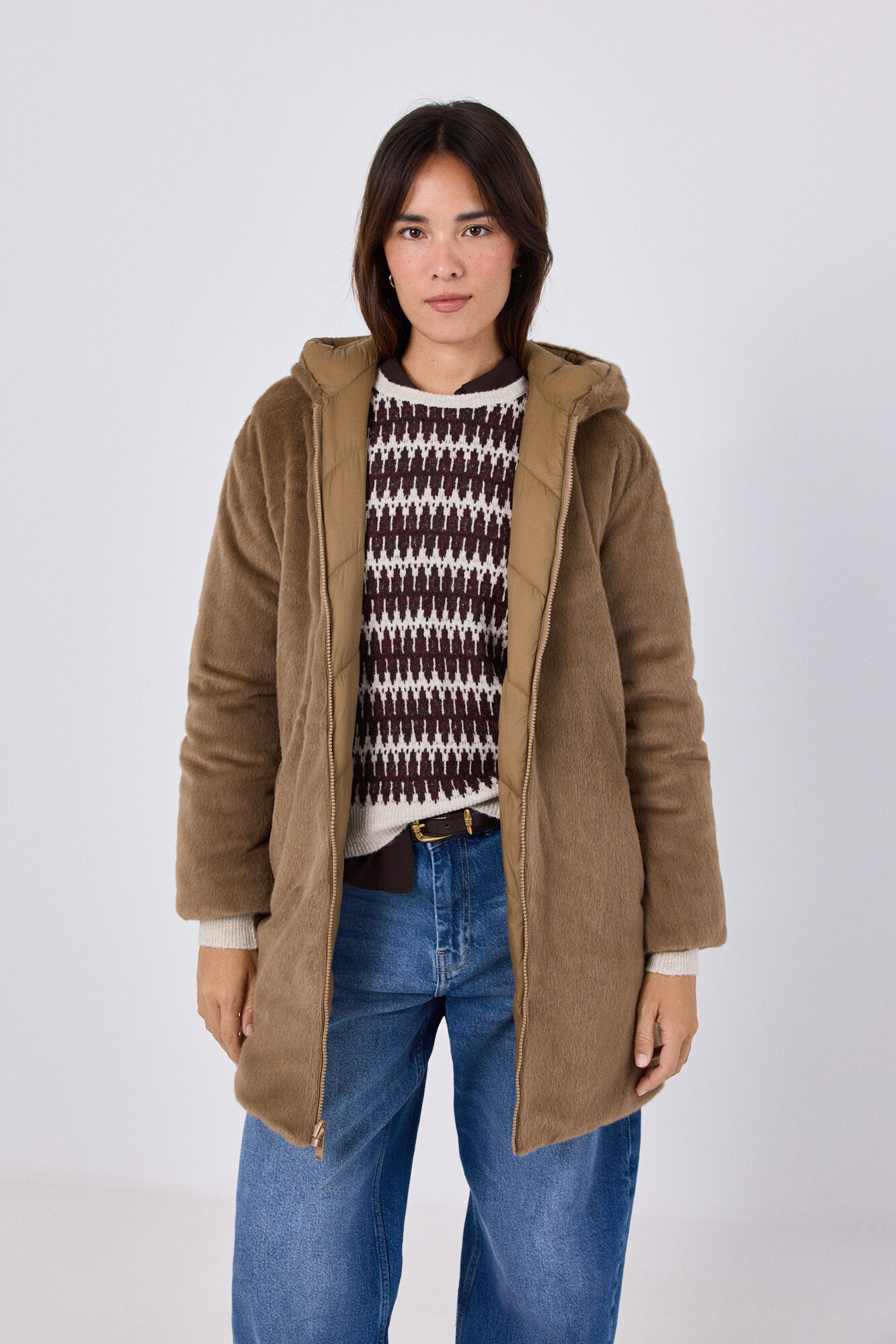 Cortefiel Anorak acolchado reversible efecto pelo