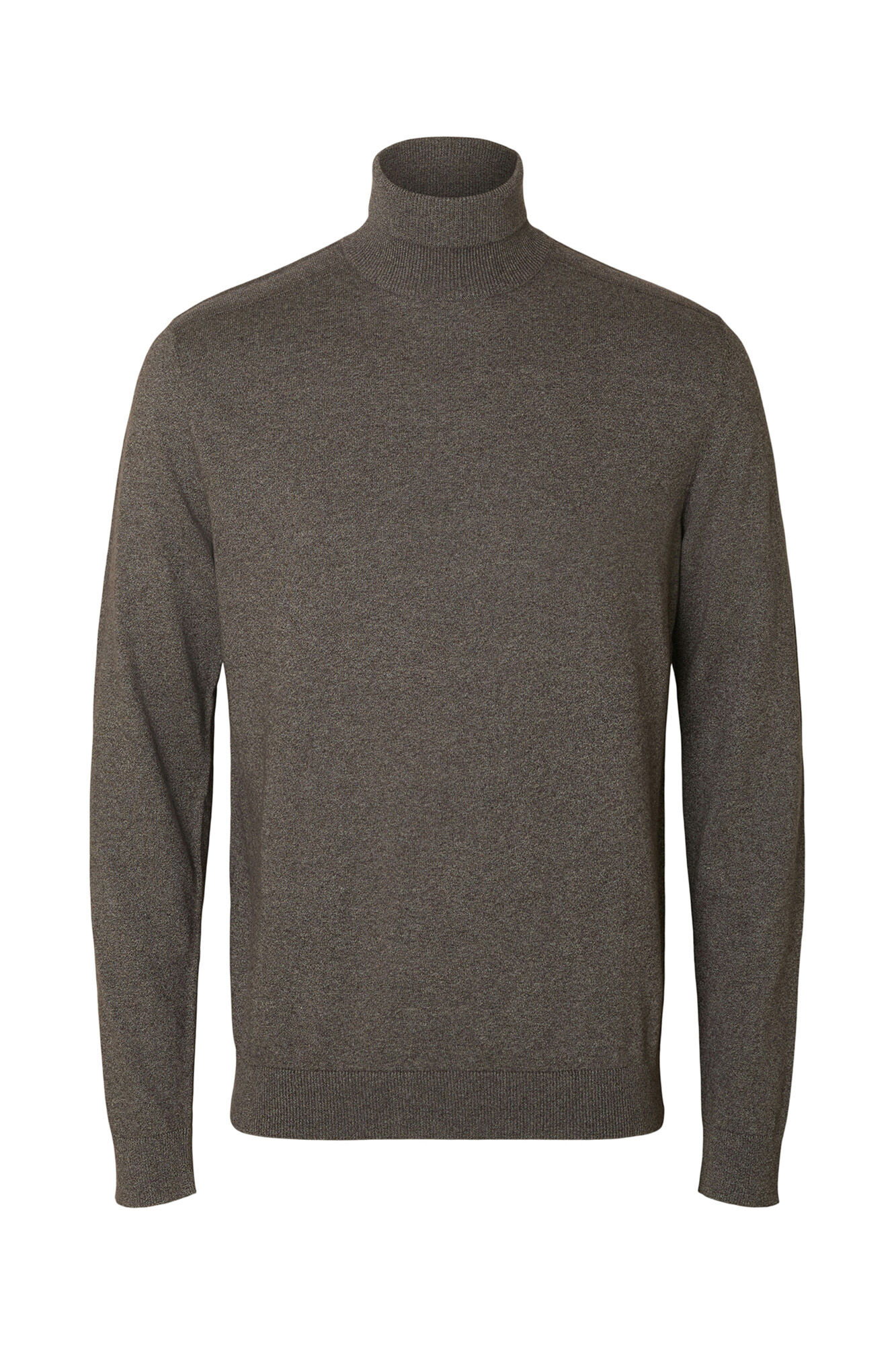 Selected Camisola de gola de algod&atilde;o org&acirc;nico  Cinzento