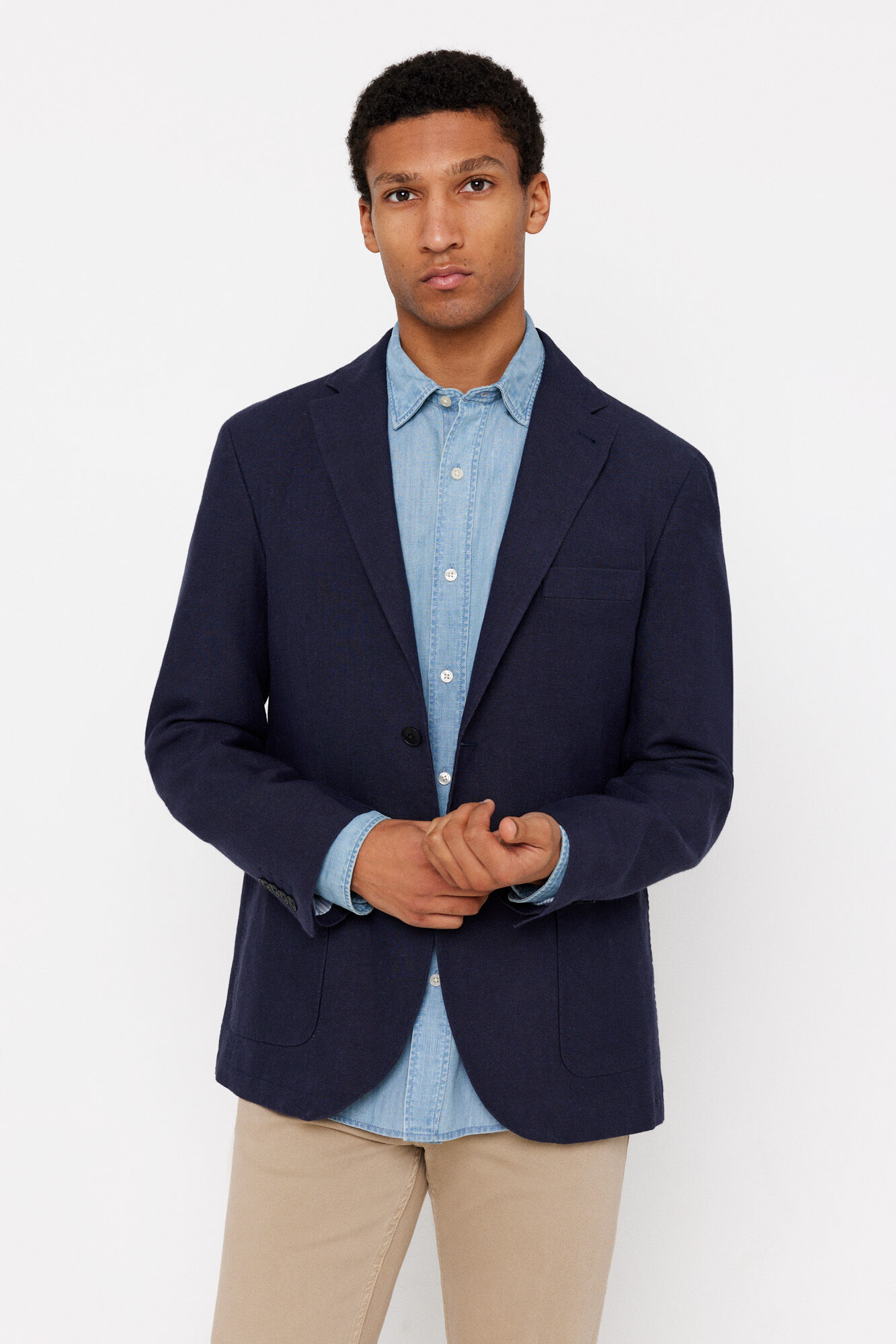 Cortefiel Linen blazer Navy