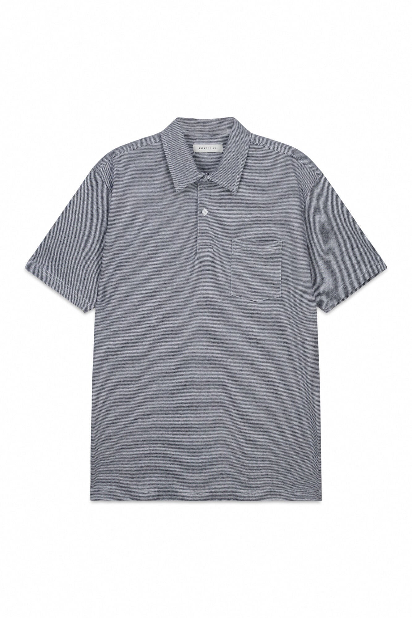 Cortefiel Striped polo shirt with pocket Grey