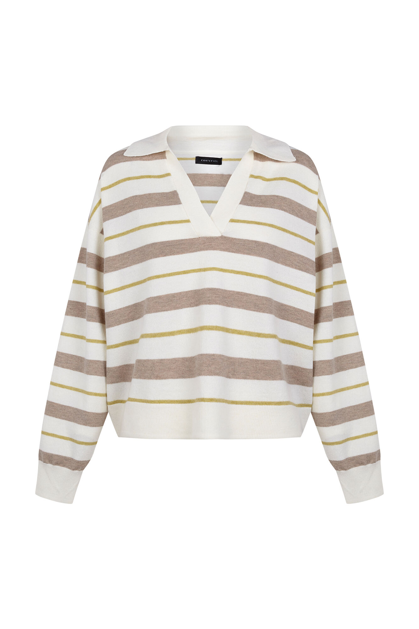 Cortefiel Striped polo jumper Ivory