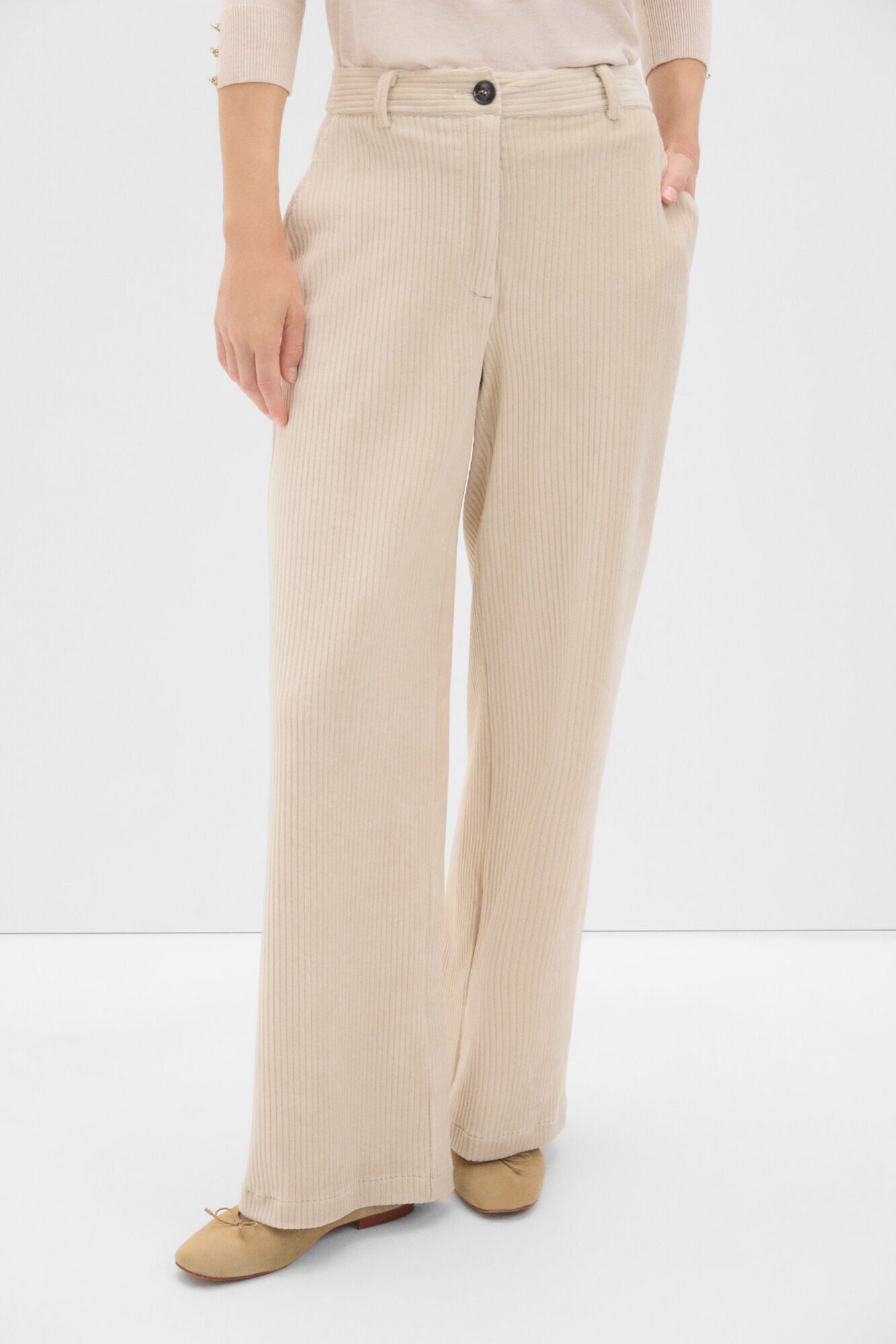 Cortefiel Pantal&oacute;n recto de pana Beige