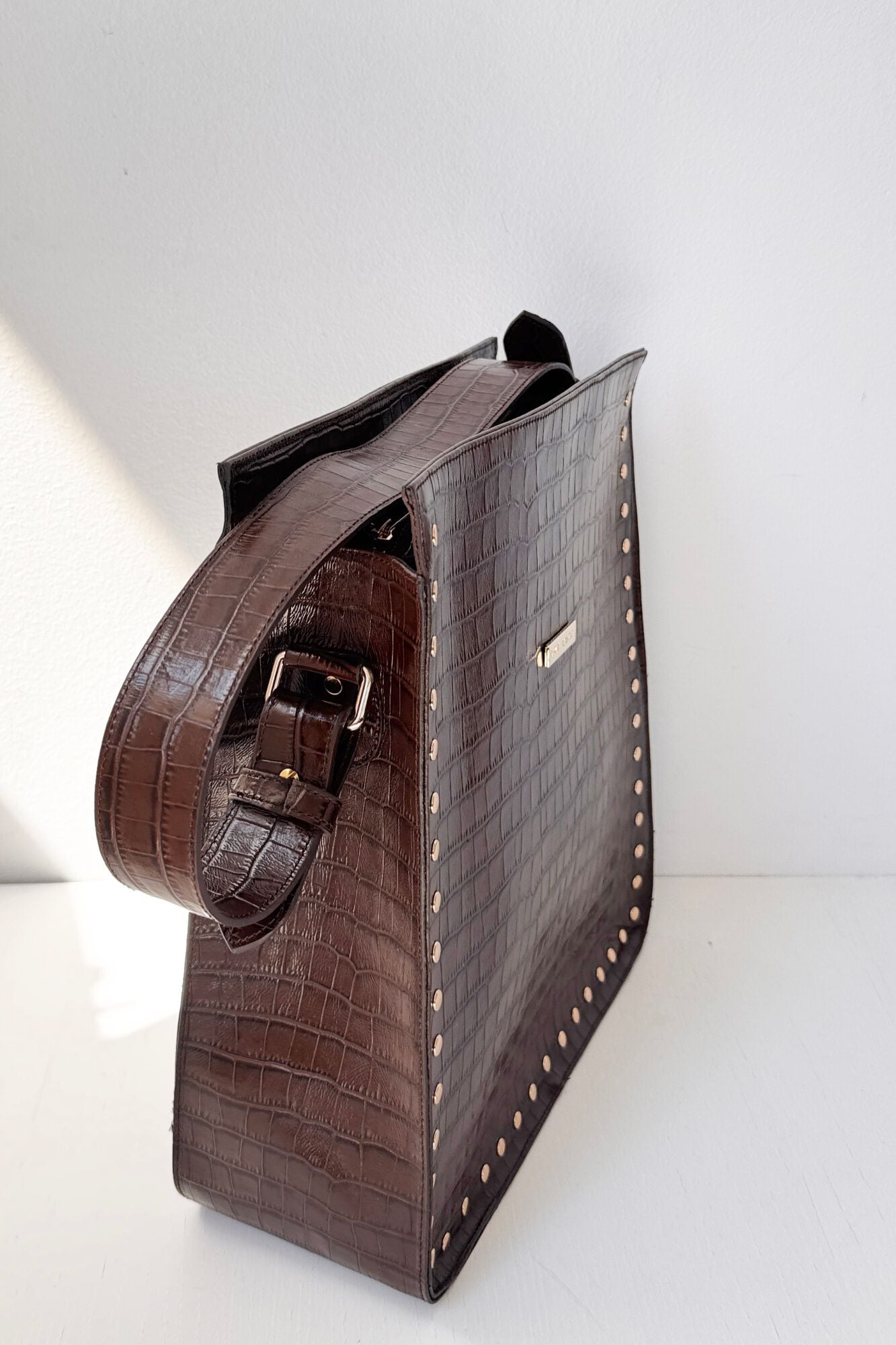 The Code Mala tote bag Sagrario em pele Castanho