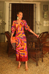 Panambi Saia midi com abertura Laranja