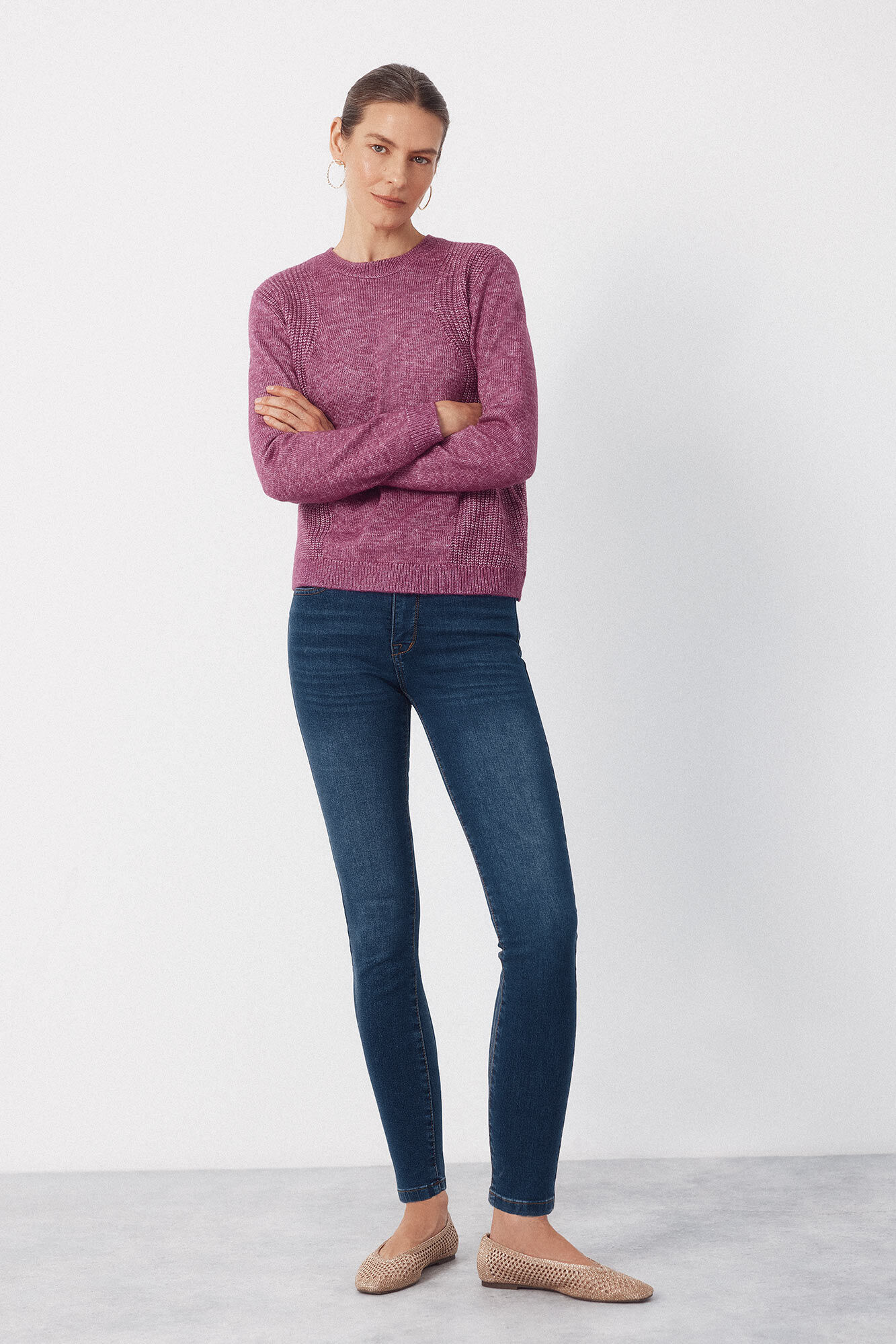 Cortefiel Combined knit jumper Purple