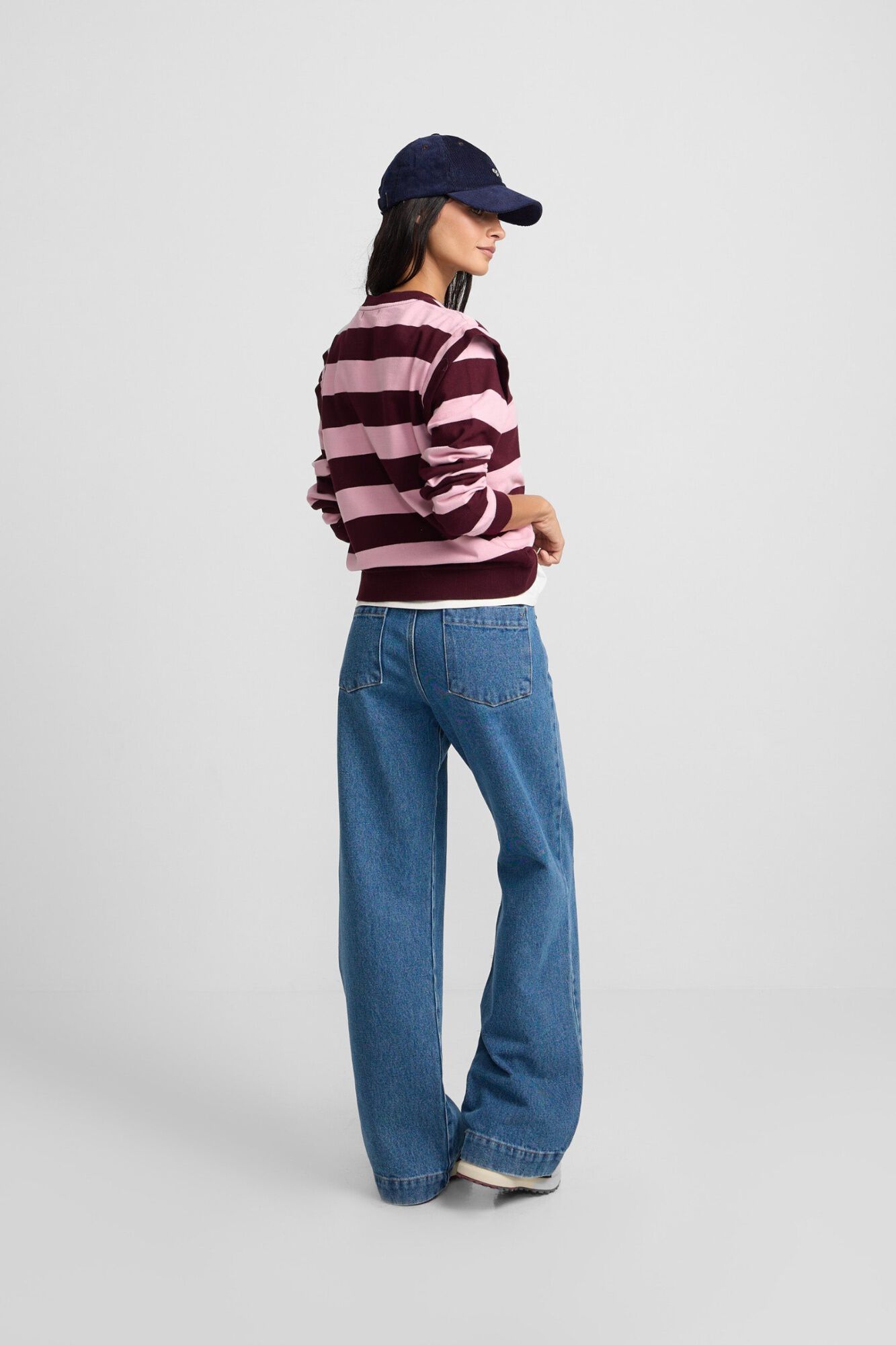 Silbon Sweatshirt com ombreiras &agrave;s riscas Subiu