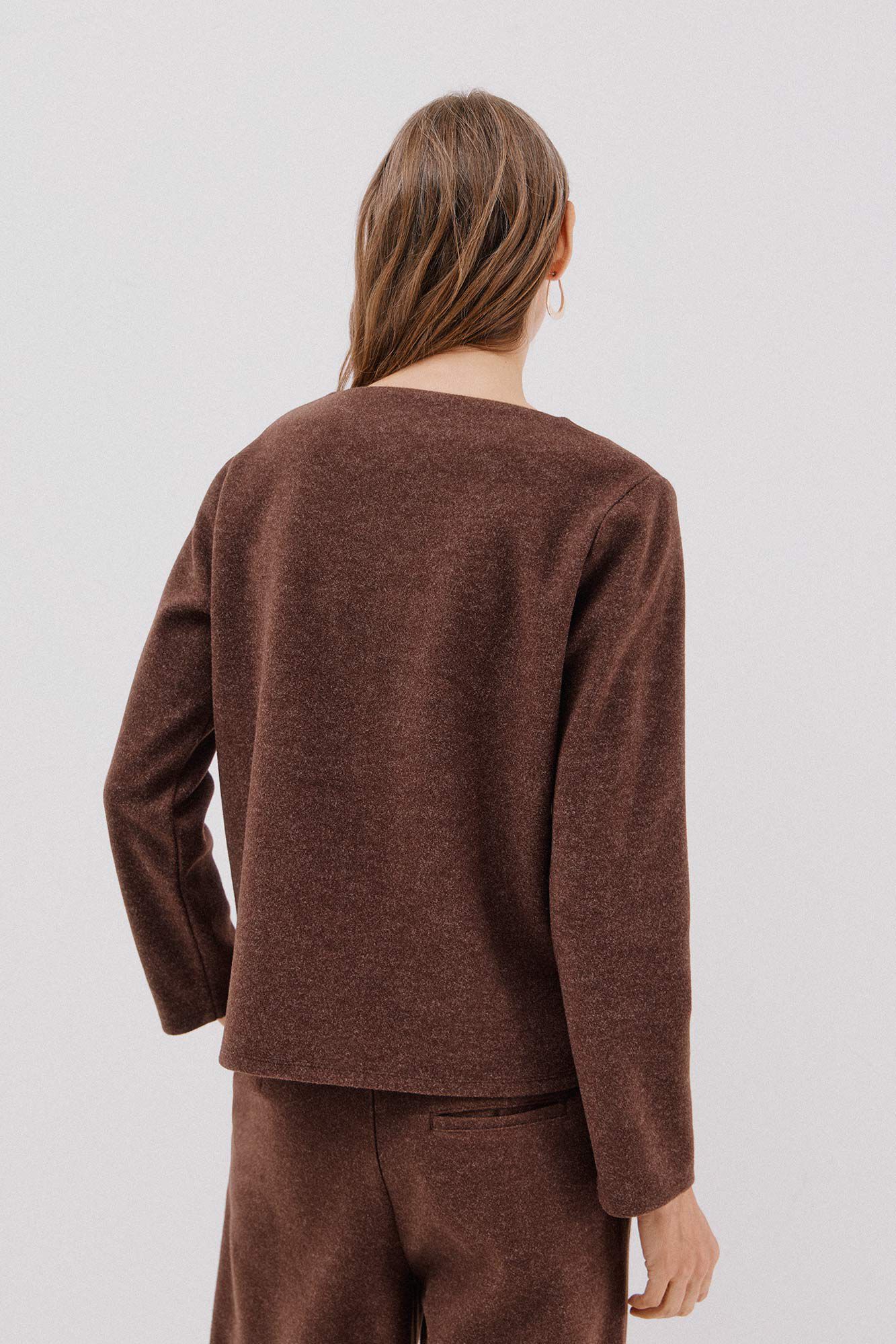 Cortefiel Top com decote chamin&eacute; Castanho