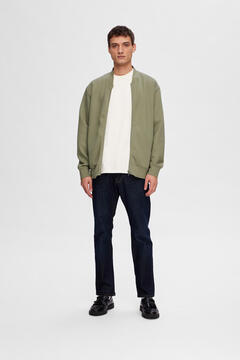 Cortefiel Sweatshirt estilo bomber, confecionada com algodão orgânico Verde