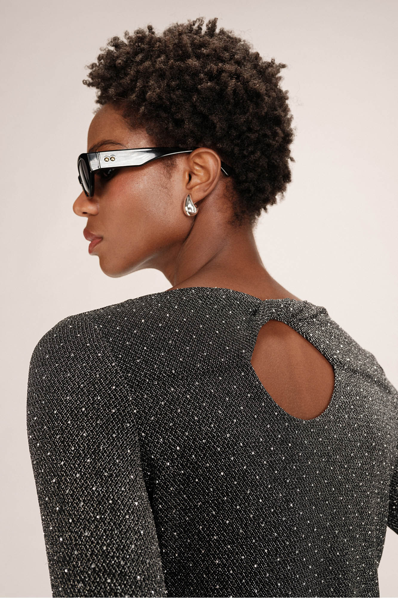 Grace & Mila Top colado com lurex Cinzento