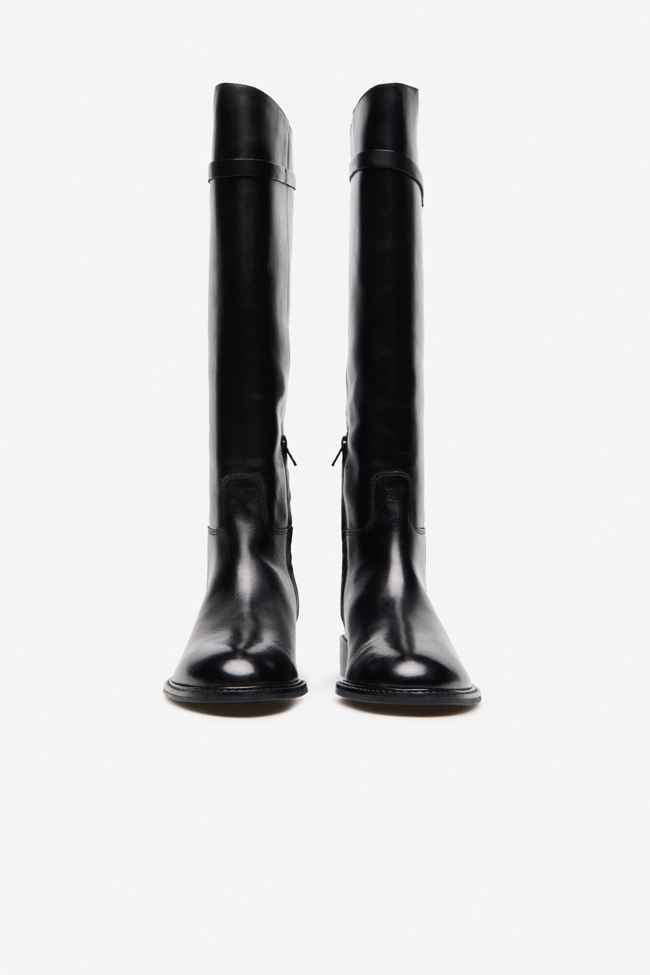 Cortefiel leather riding boot Black