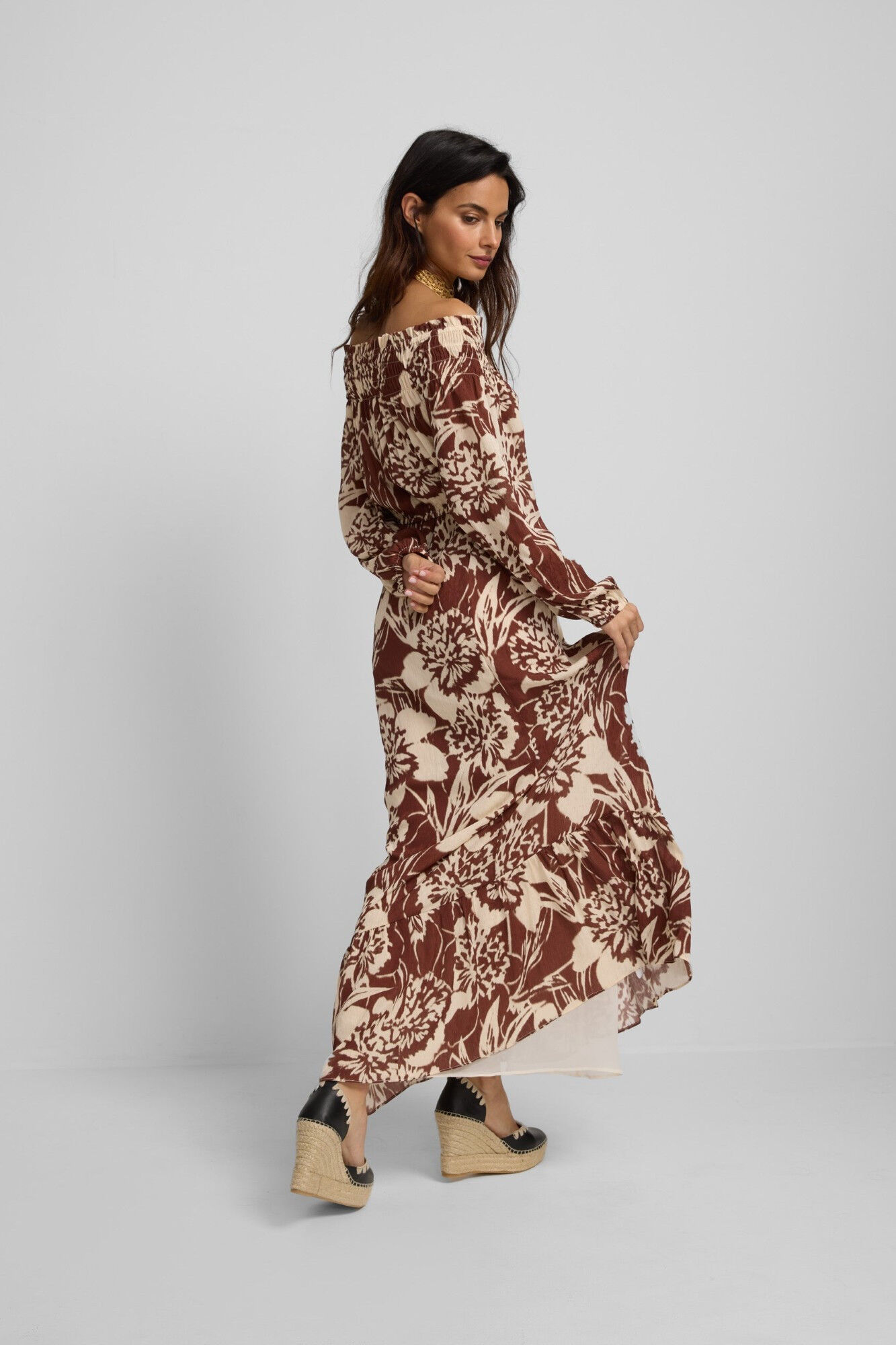 Silbon Vestido palabra de honor estampado