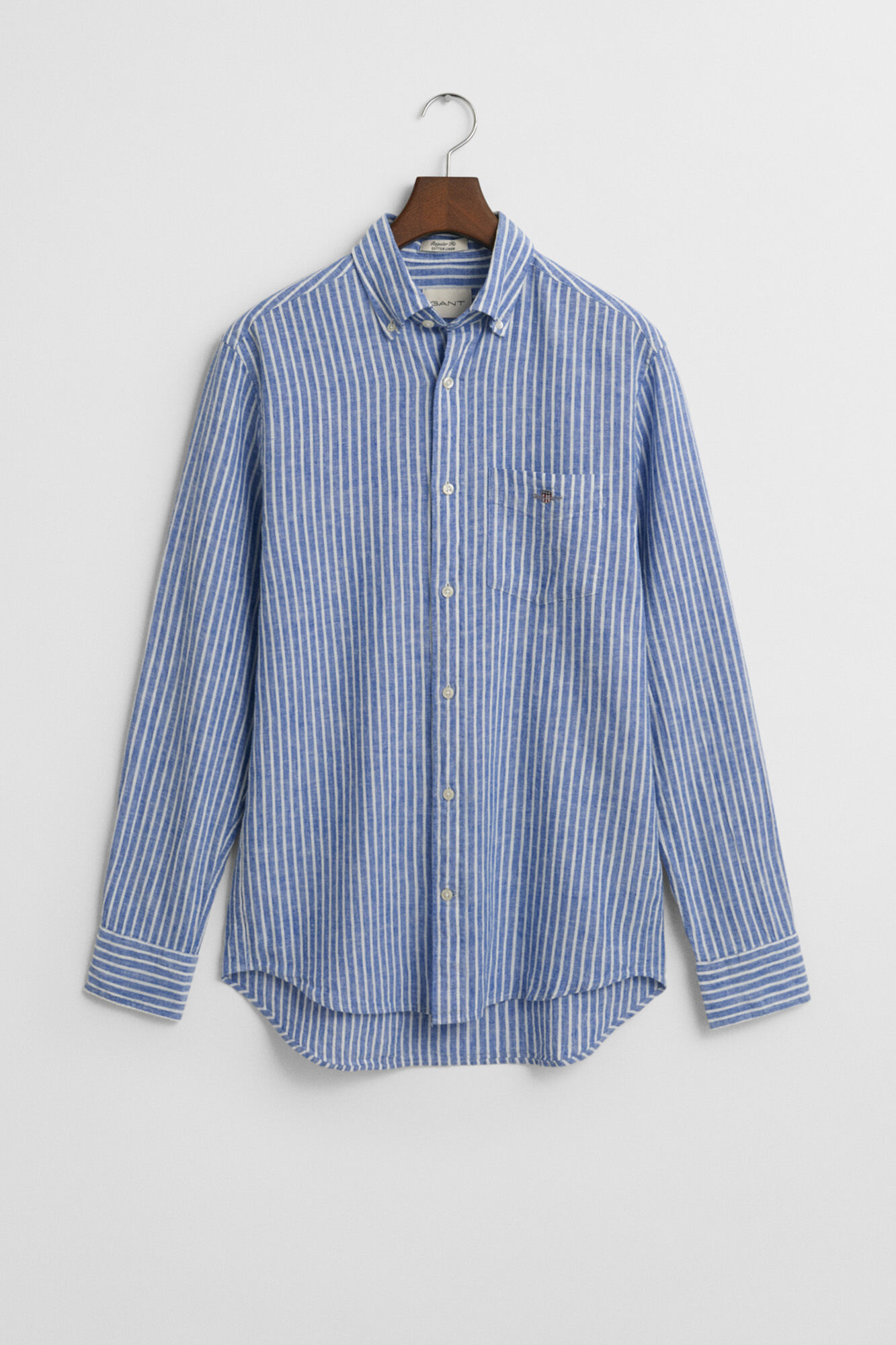 Gant Regular fit linen and cotton striped shirt Blue