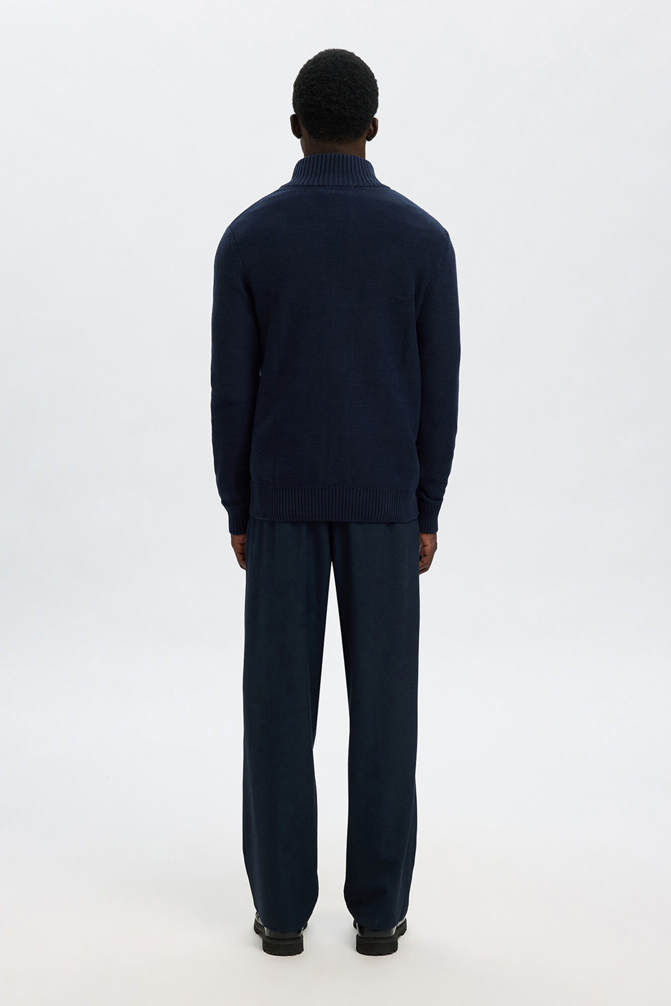 Selected Jersey estructura media cremallera 100% algod&oacute;n org&aacute;nico. Azul marino