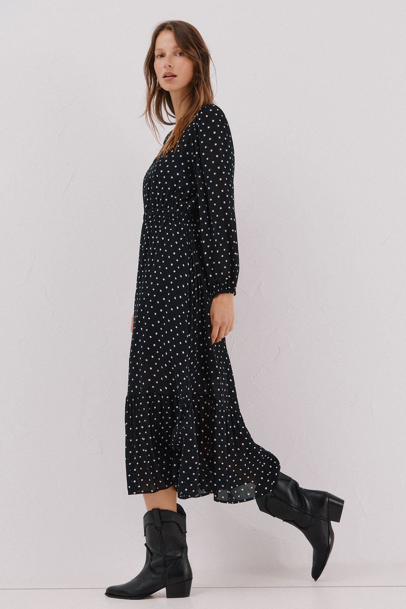 Cortefiel Printed dress Printed grey