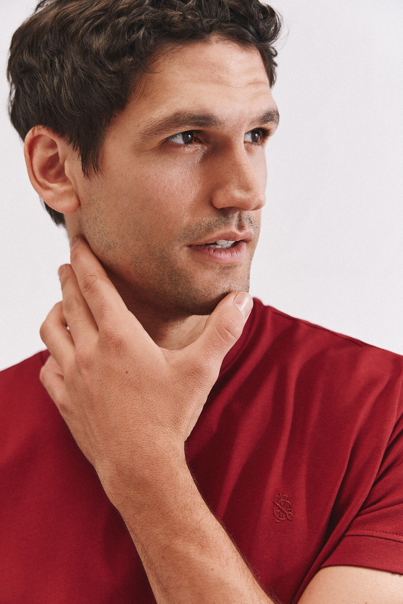 Cortefiel Basic piqu&eacute; t-shirt Maroon