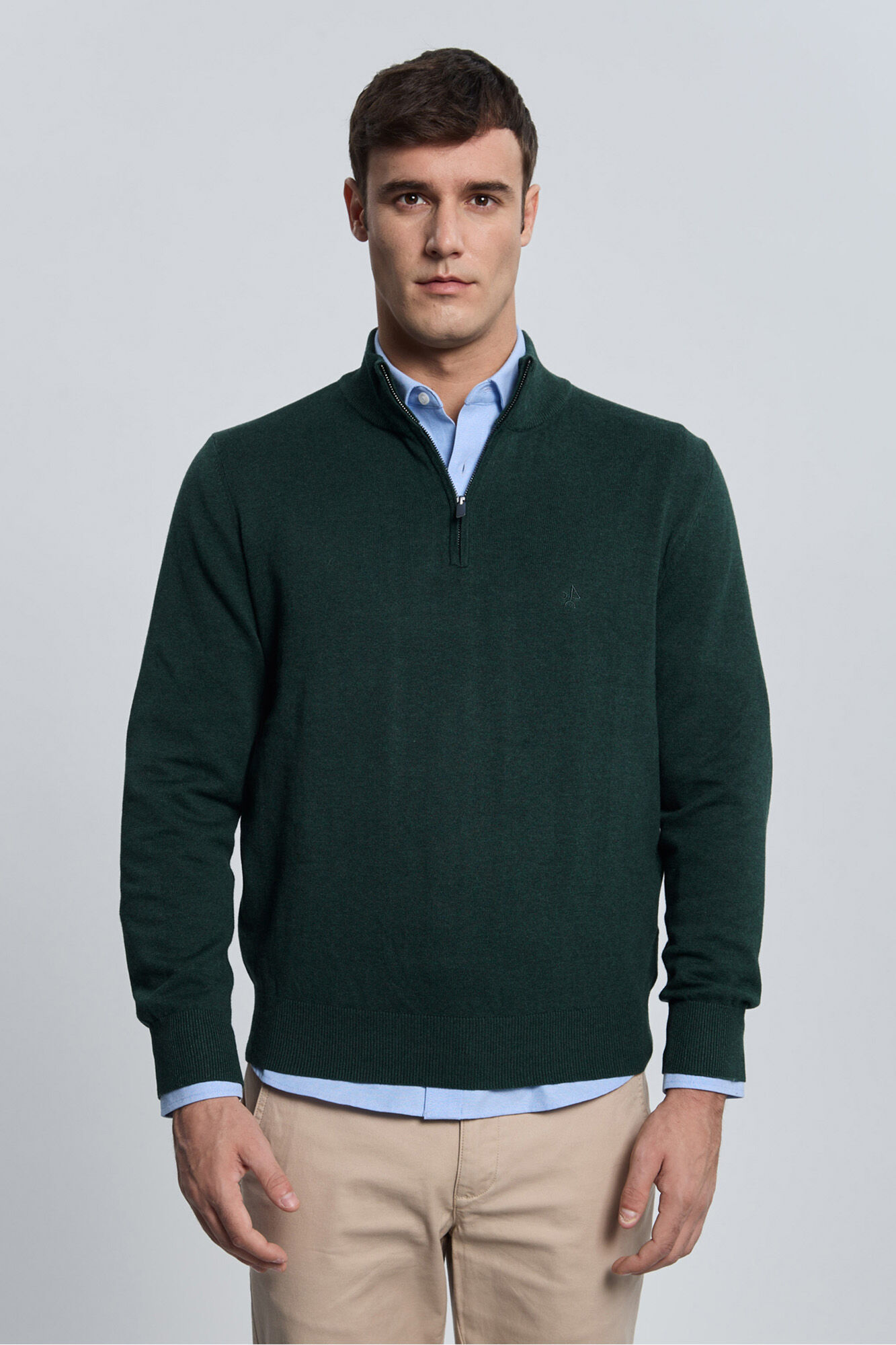 Valecuatro Camisola verde com meia fecho-&eacute;clair