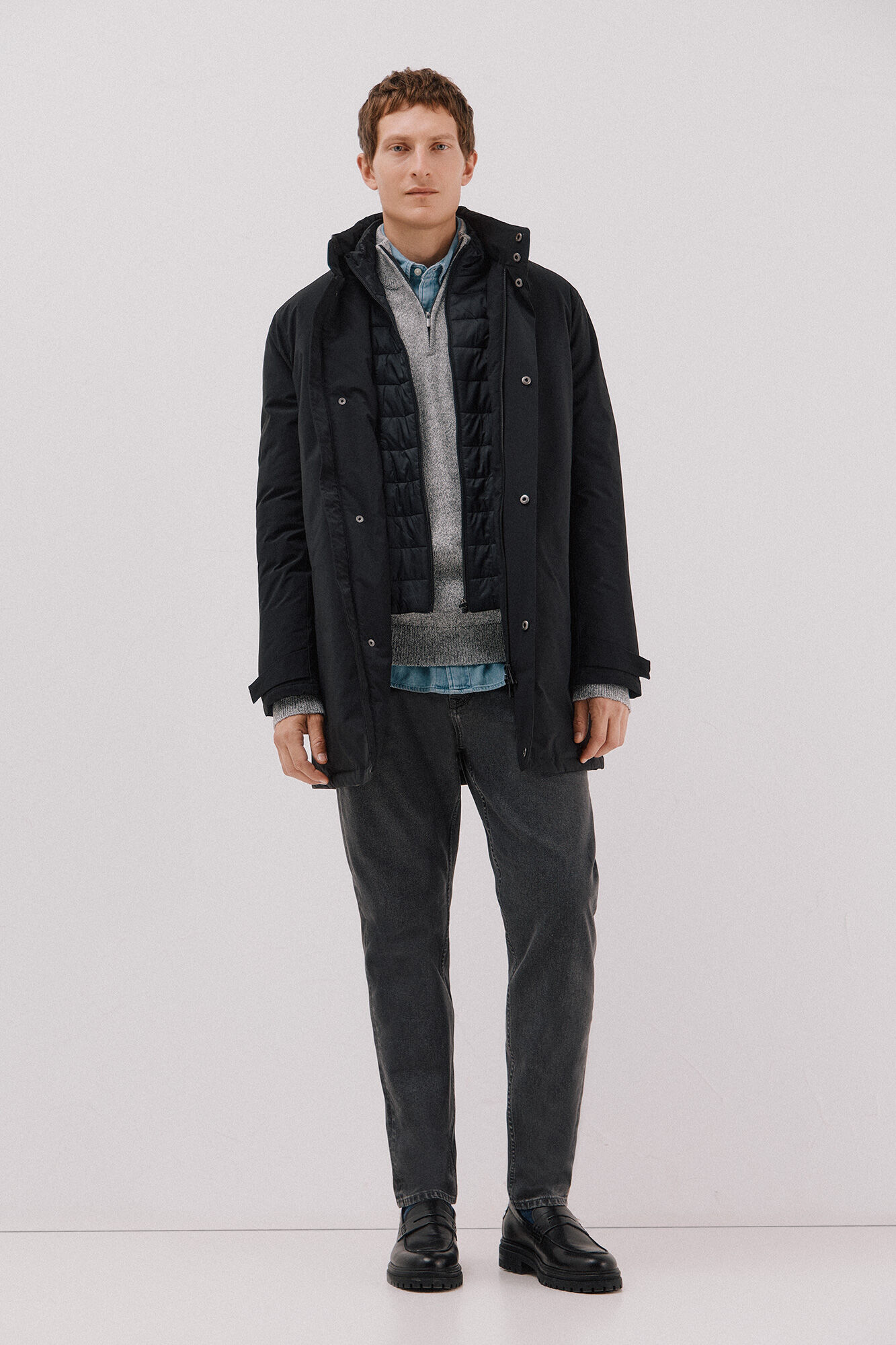 Cortefiel Technical parka with removable lining Black