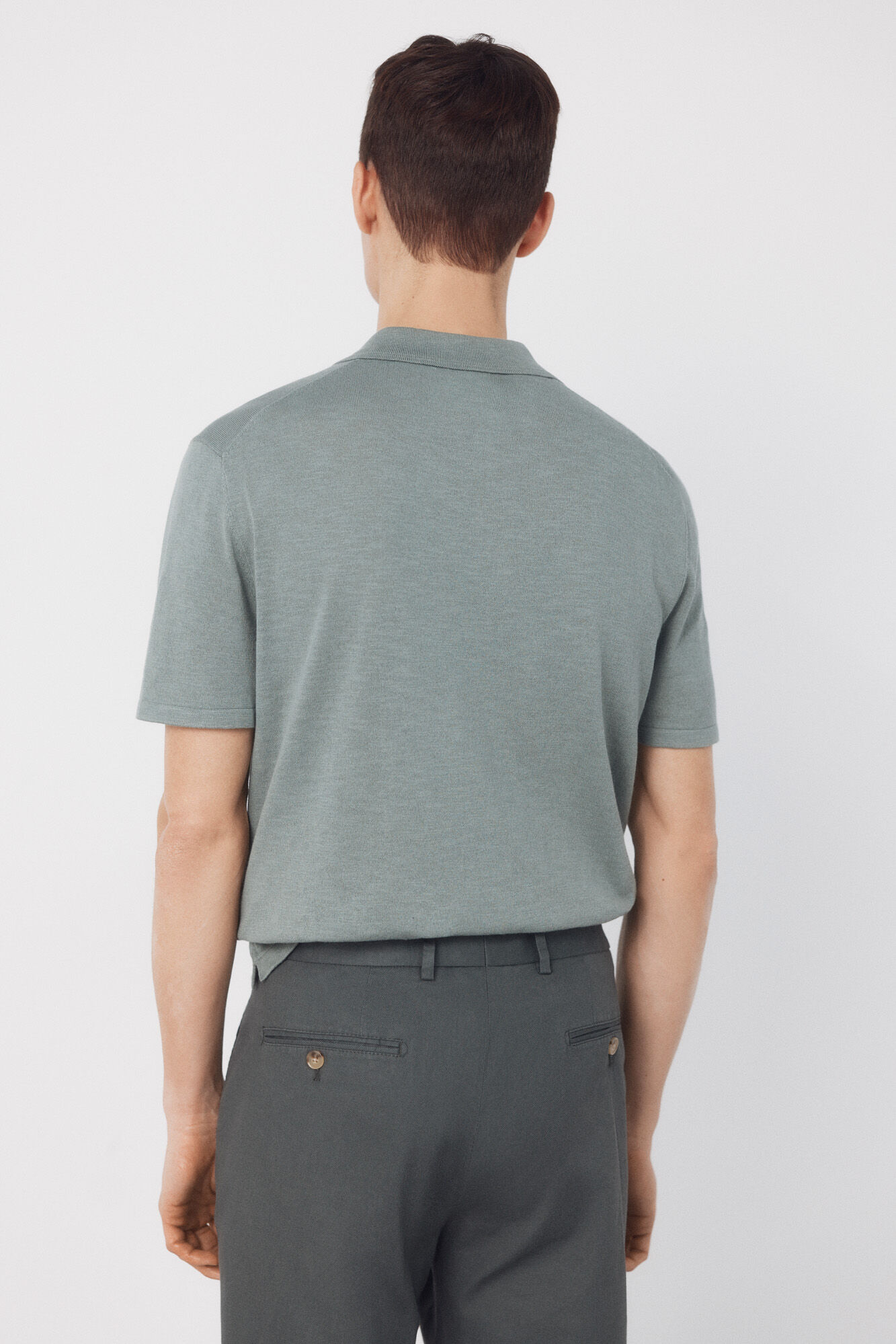 Cortefiel Cotton short sleeve polo shirt Kaki