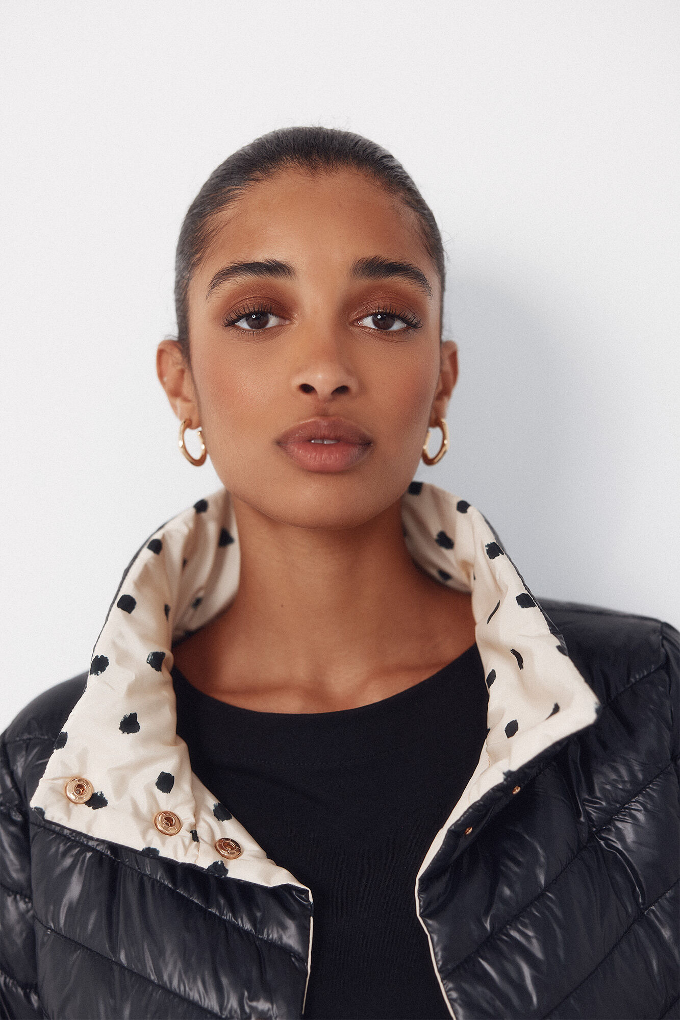 Cortefiel Reversible quilted jacket Black