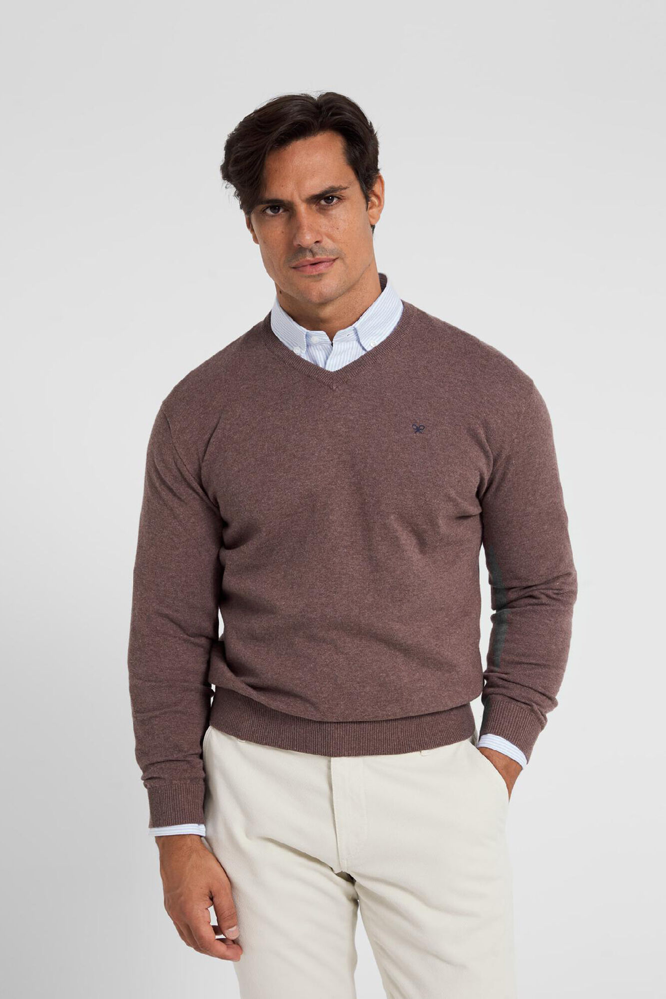 Silbon Camisola classic silbon gola em bico bege Tostado