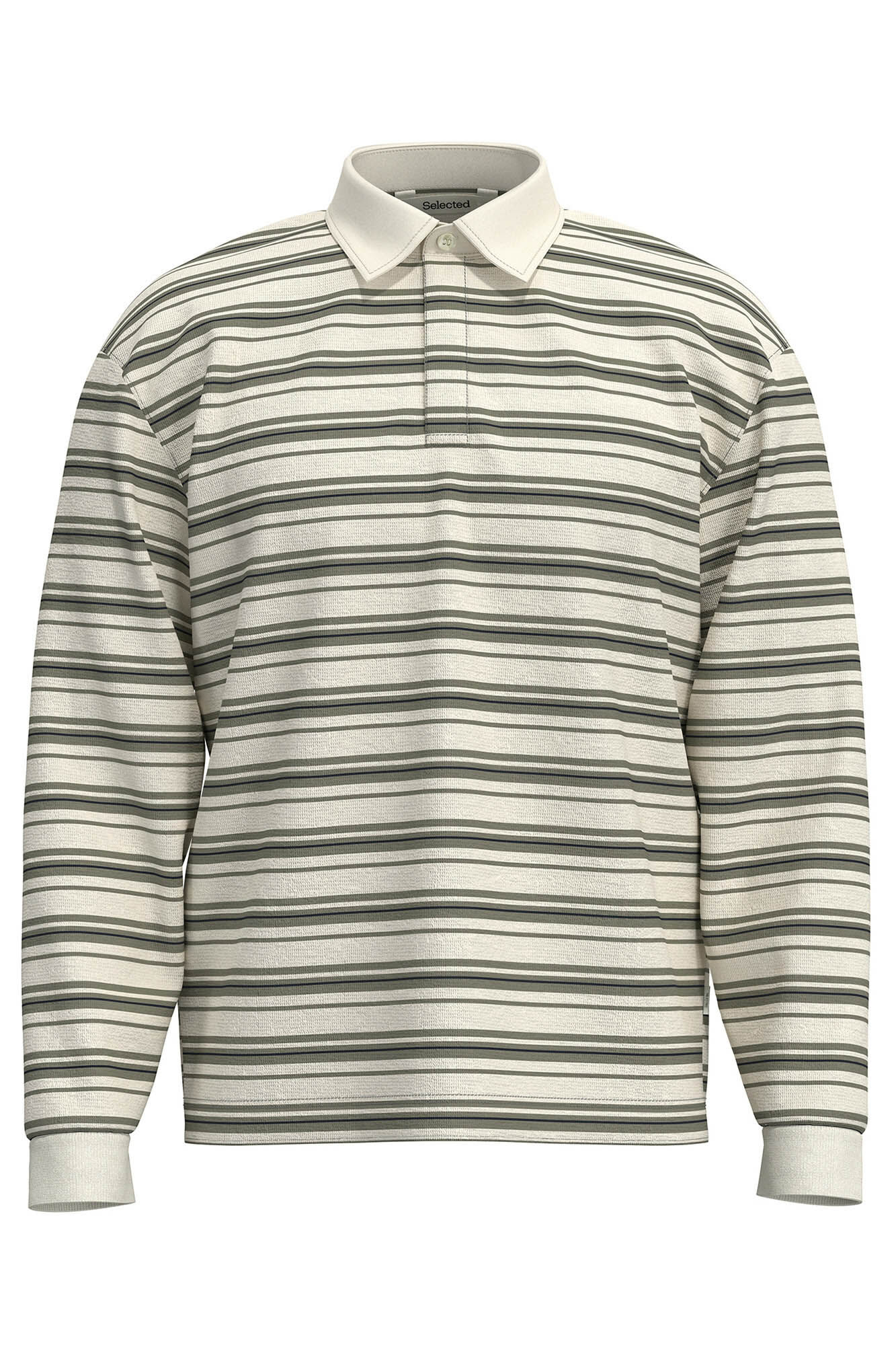 Selected Polo estilo rugby 100% algod&oacute;n org&aacute;nico. Beige