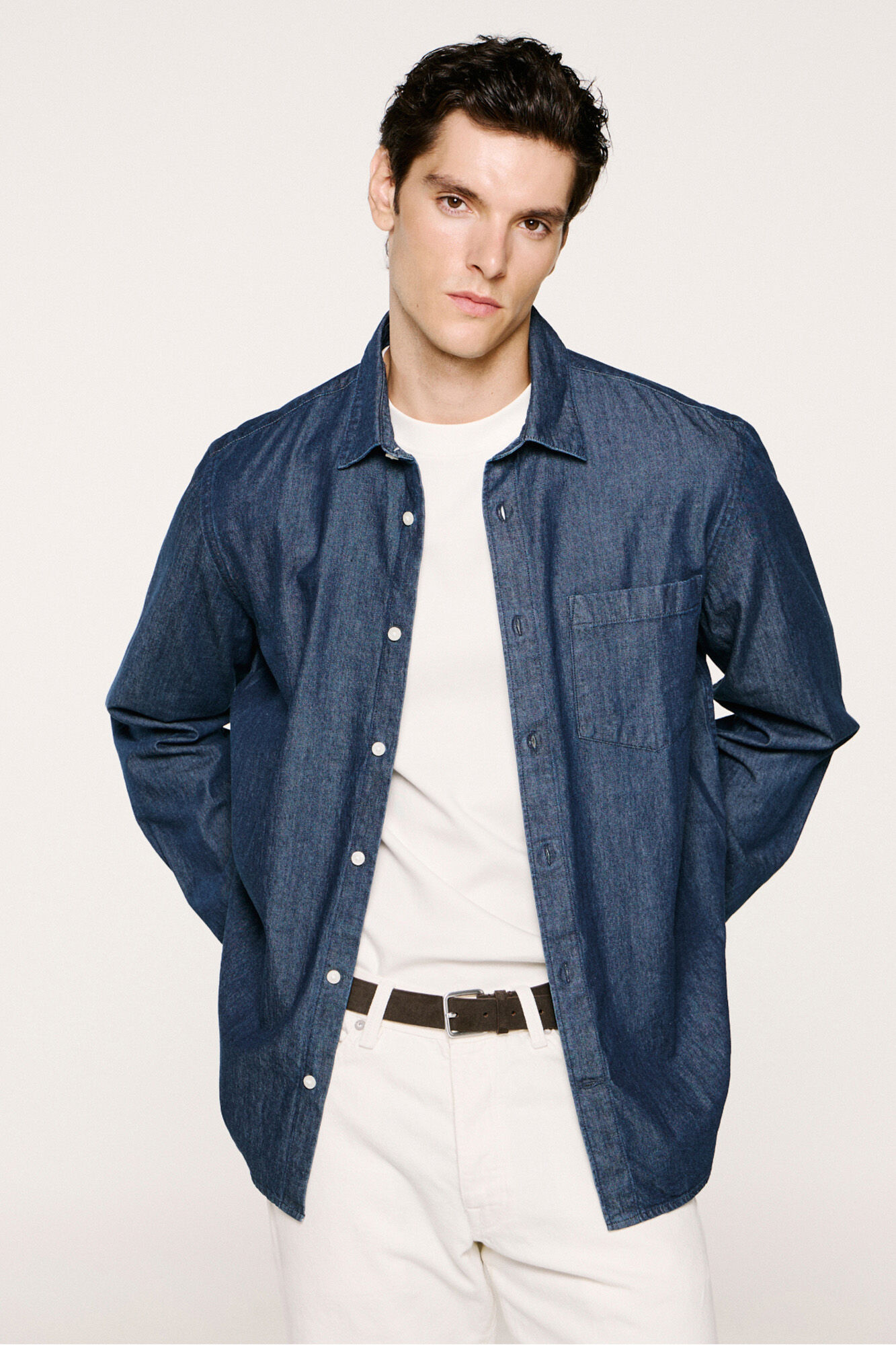 Selected Camisa vaquera ligera 100% algod&oacute;n org&aacute;nico. Azul marino