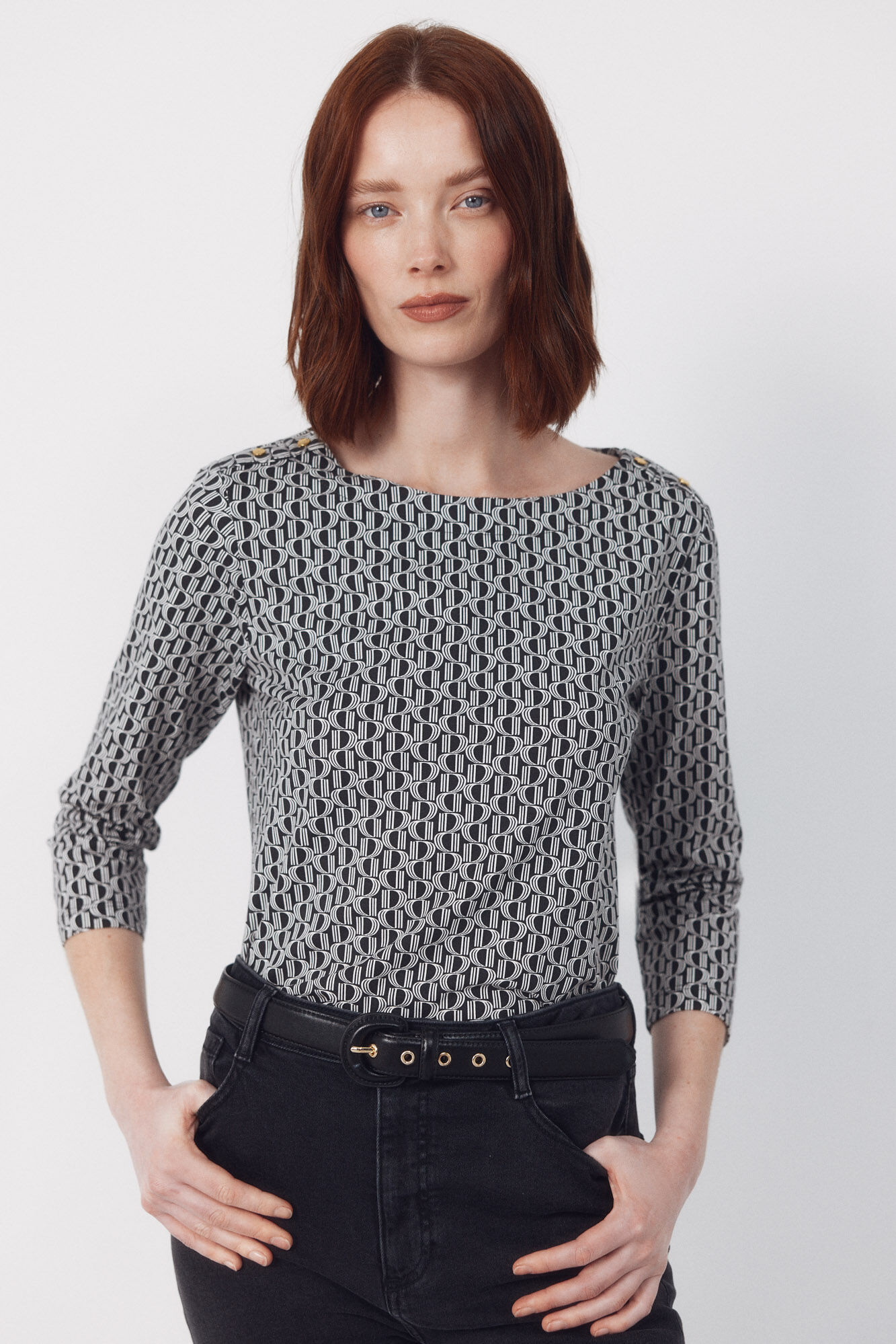 Cortefiel Essential boat neck t-shirt Multicolour