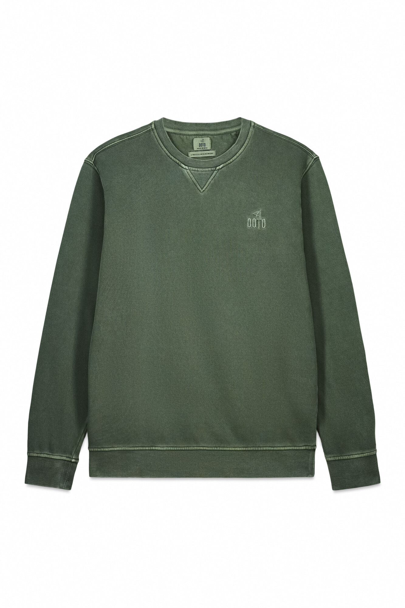 OOTO Sweatshirt b&aacute;sica lavada gola redonda Verde