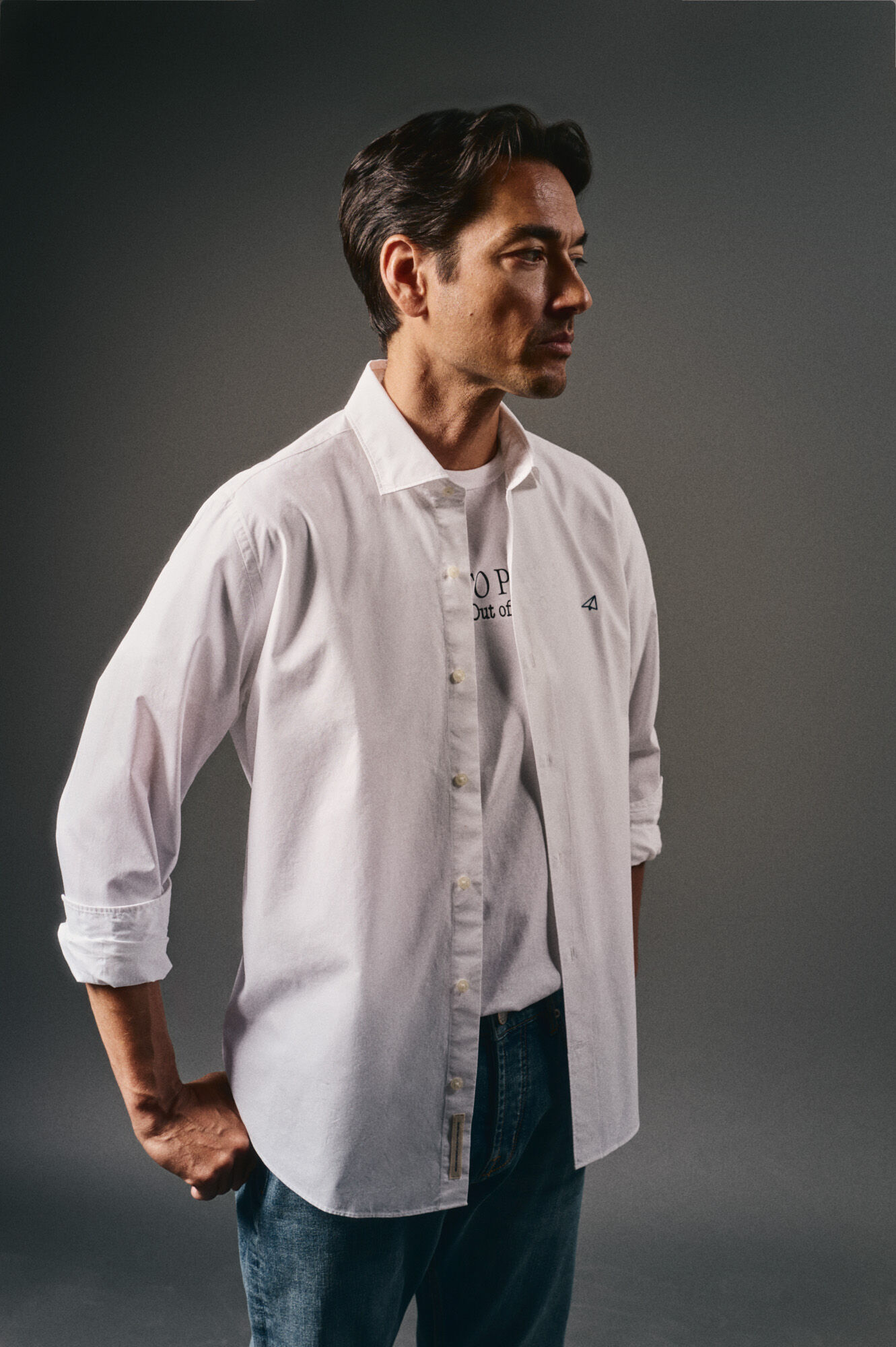 OOTO Camisa de popelina lisa Branco