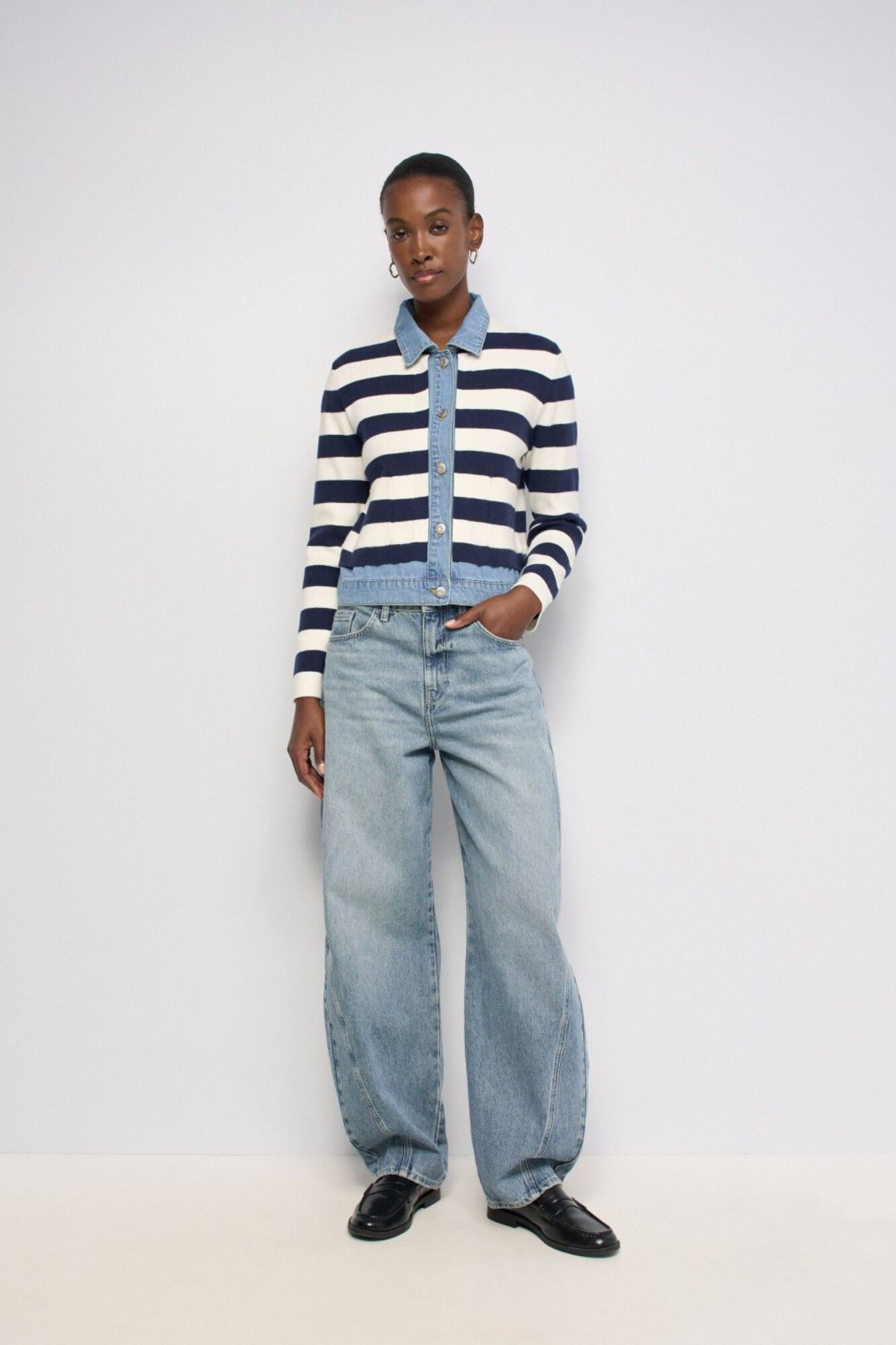 Salsa Jeans Casaco de malha &agrave;s riscas