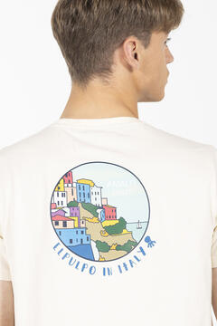 Cortefiel Camiseta estampado círculo paisaje Marfil