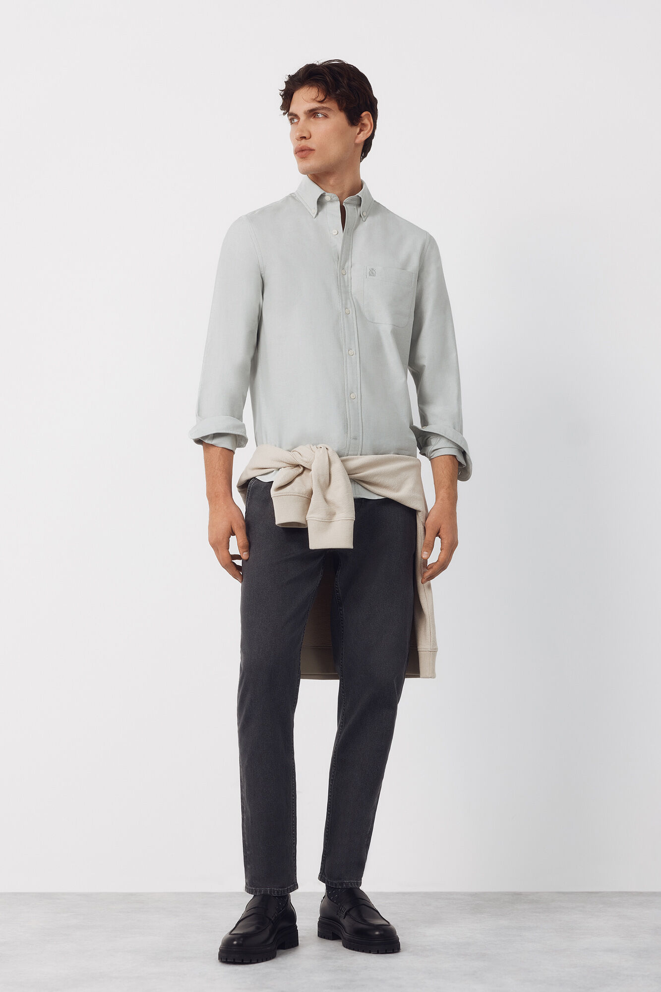 Cortefiel Camisa oxford lisa Verde oscuro