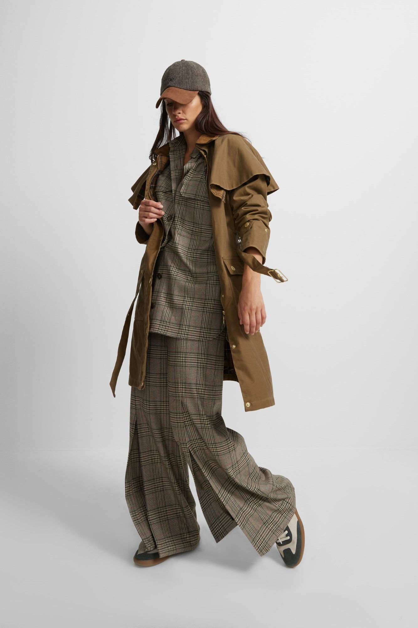 Silbon Long waxed parka Beige