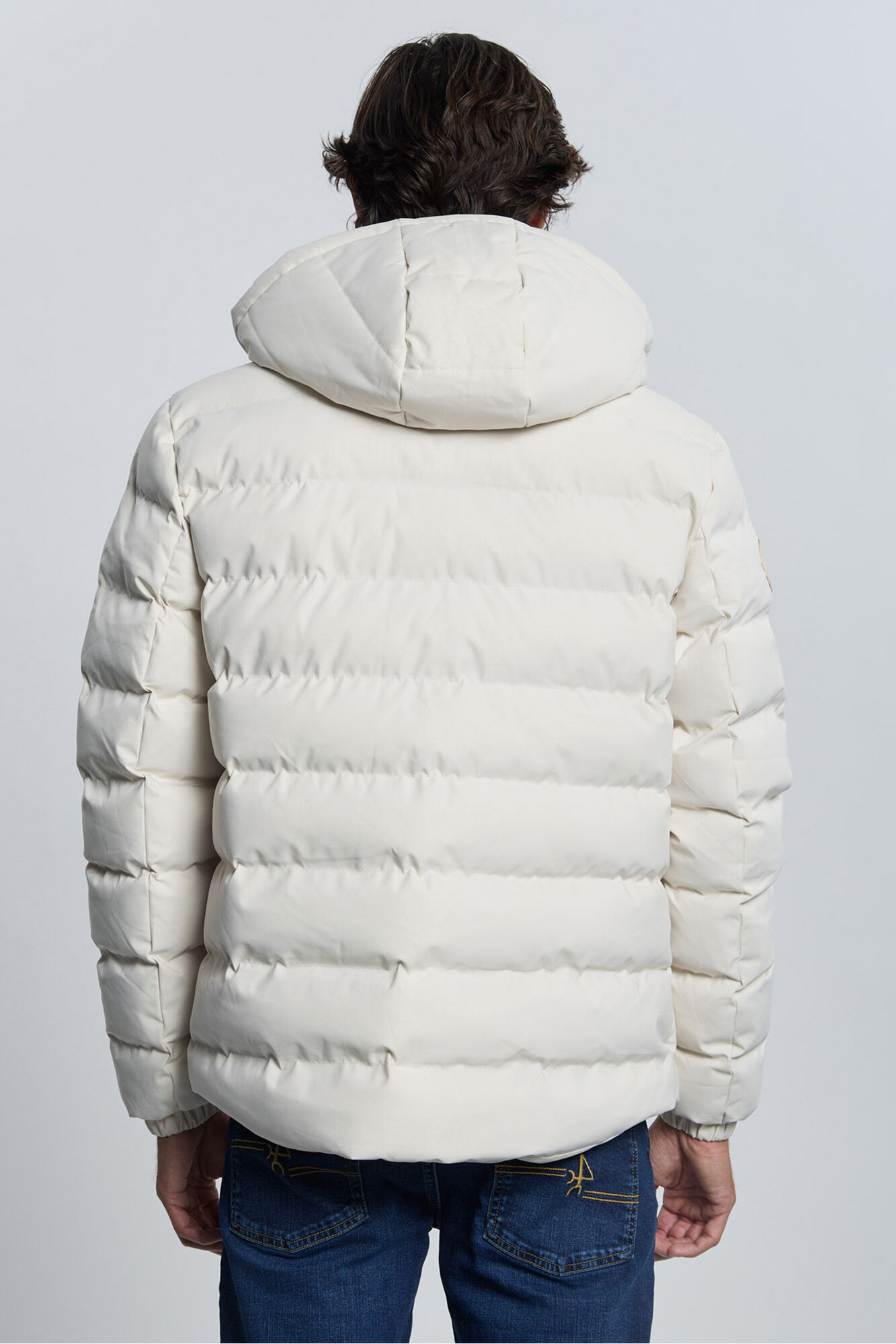 Valecuatro Casaco acolchoada com relevo off-white Ecru