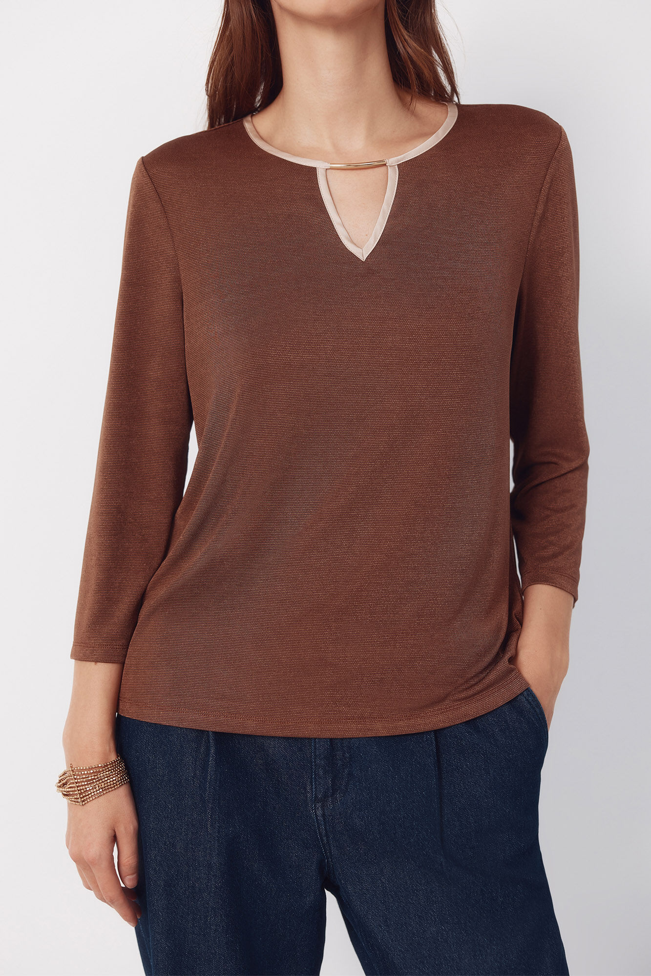 Cortefiel Top teardrop contrast Dark brown