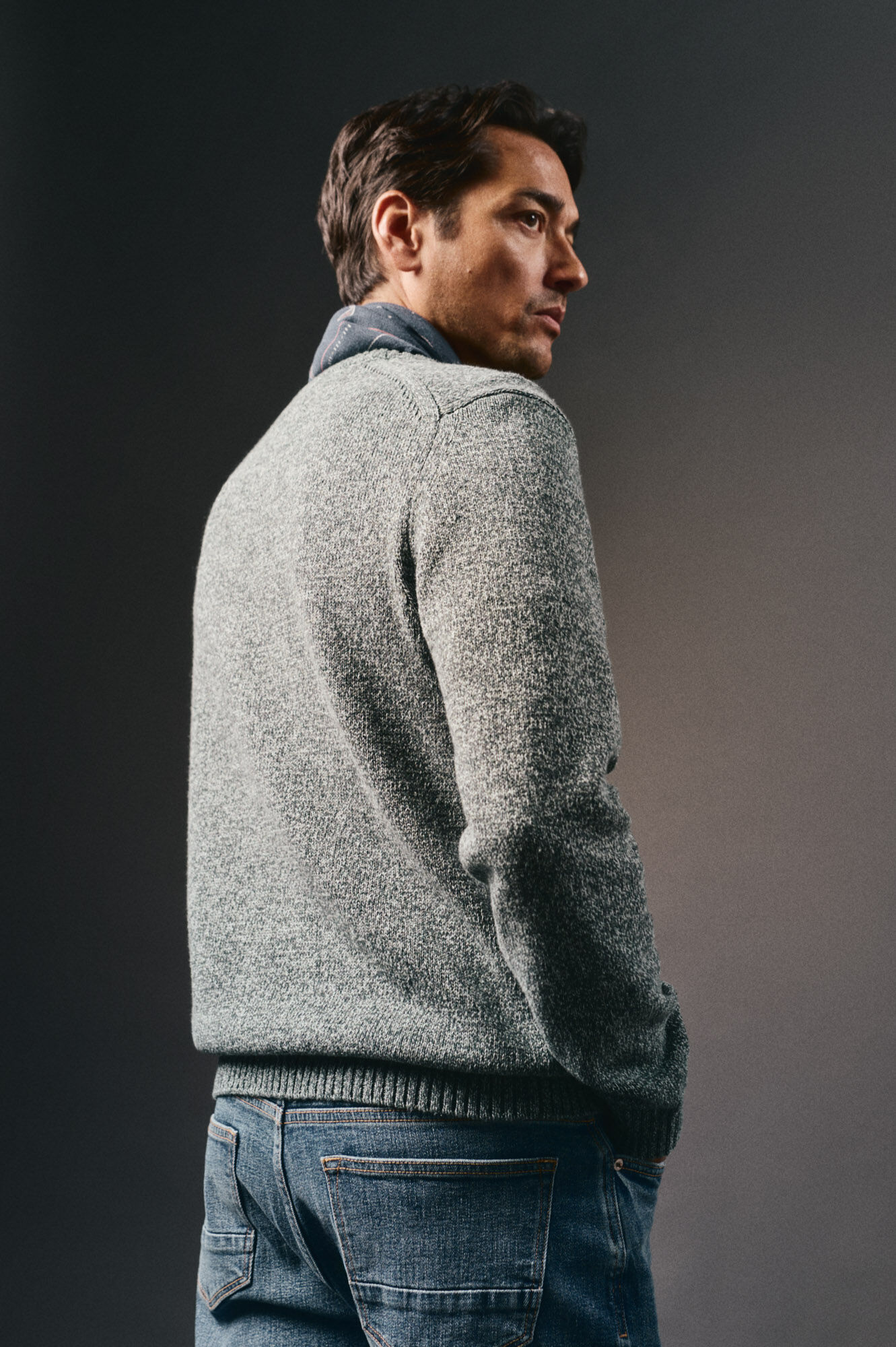 OOTO Su&eacute;ter de algod&atilde;o torcido com gola redonda Cinzento