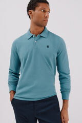 Cortefiel Essential long-sleeved polo shirt Blue