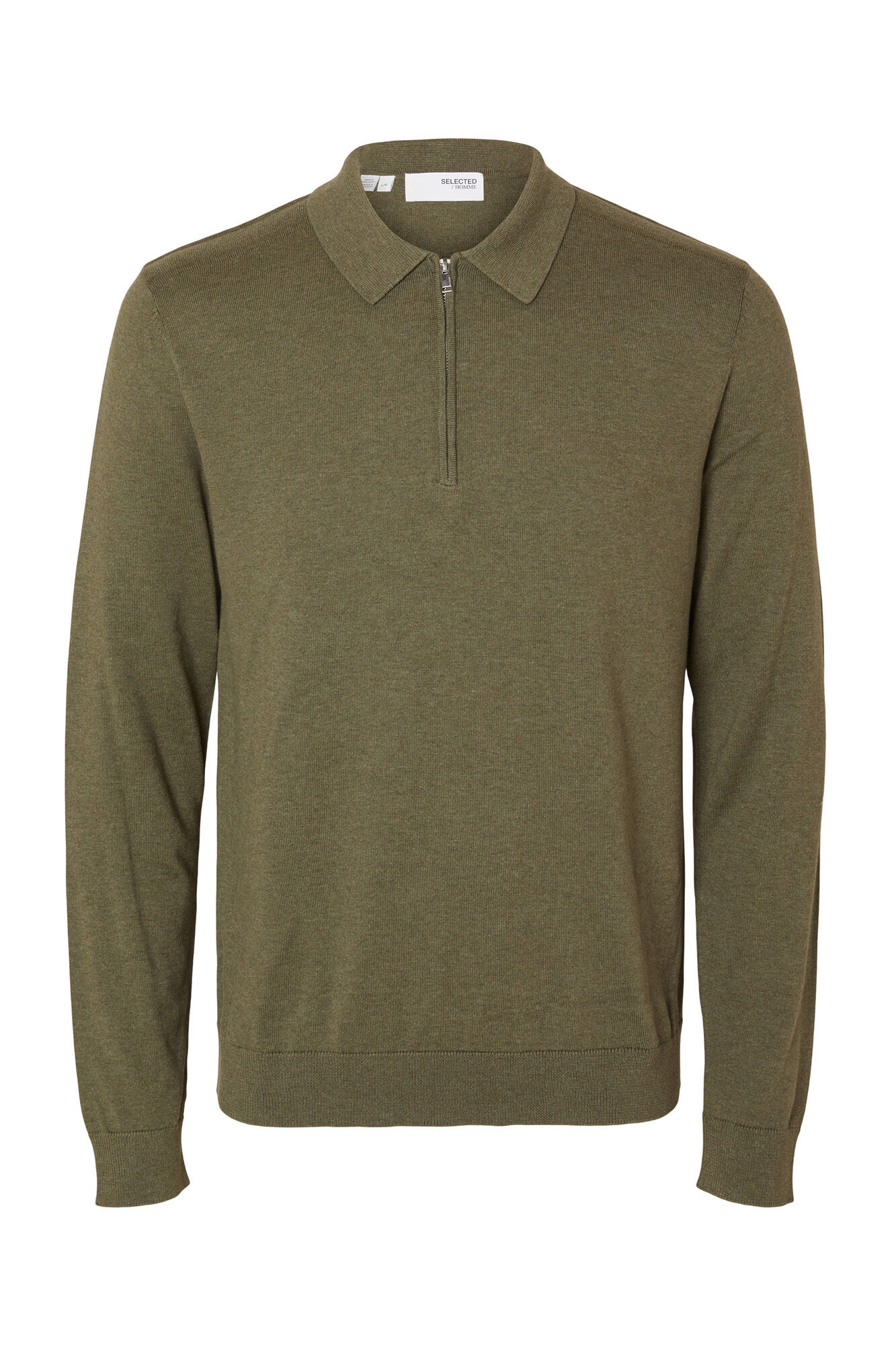 Selected Jersey polo media cremallera 100% algod&oacute;n.