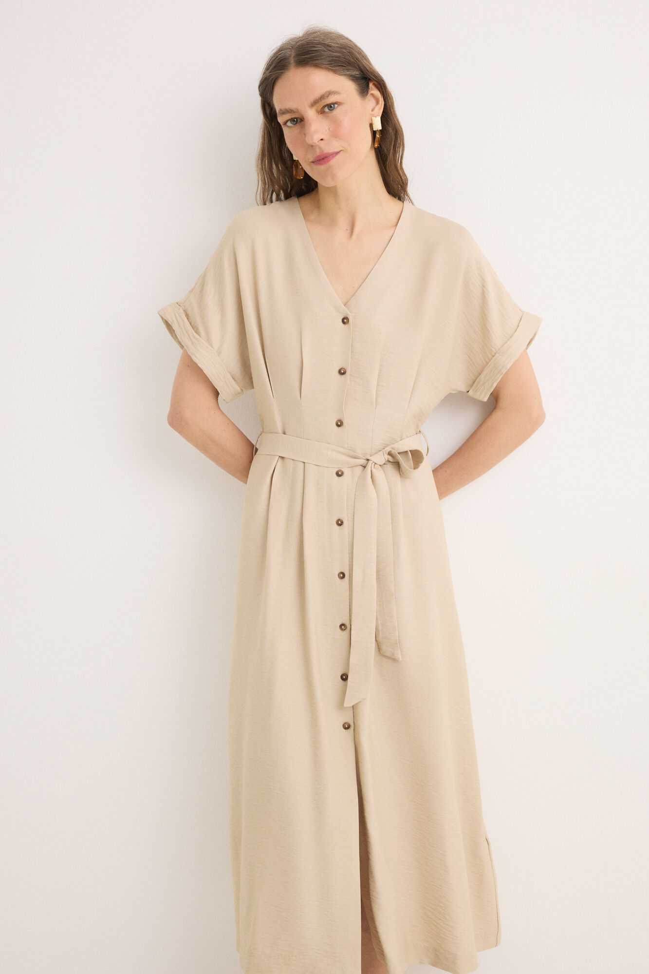 Cortefiel Pleated midi dress