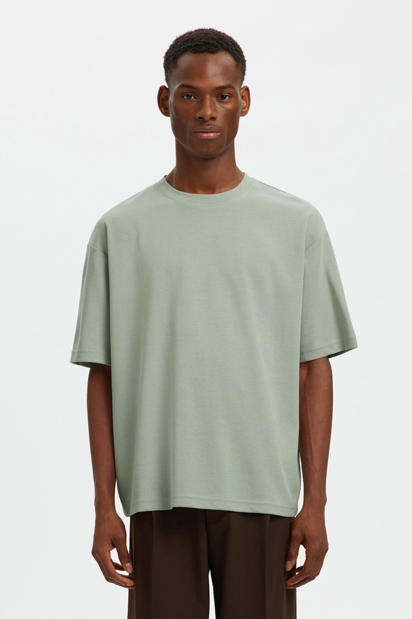 Selected Relaxed short sleeve T-shirt Kaki