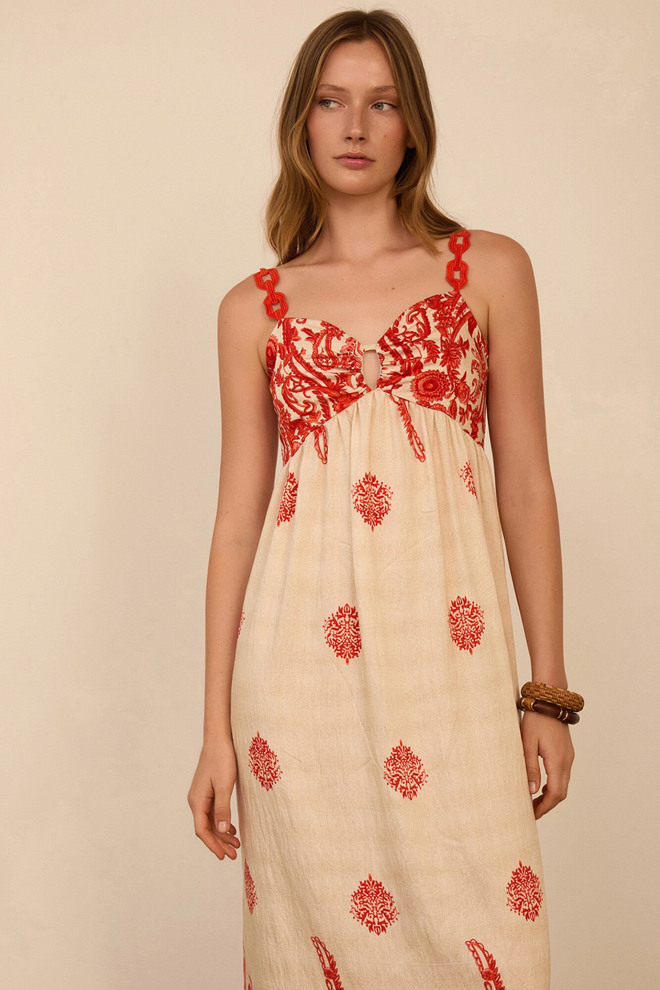 Meisie Printed long dress