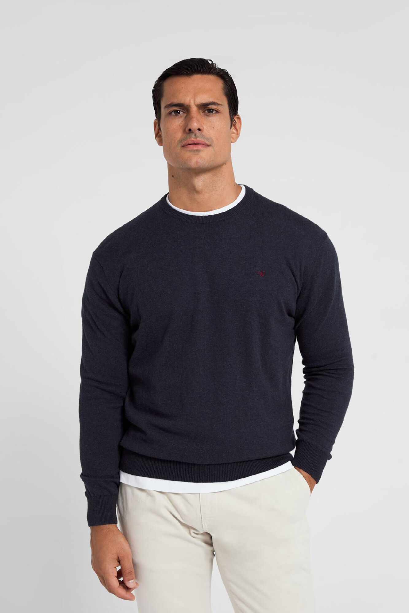 Silbon Classic Silbon navy blue crew neck jumper Navy