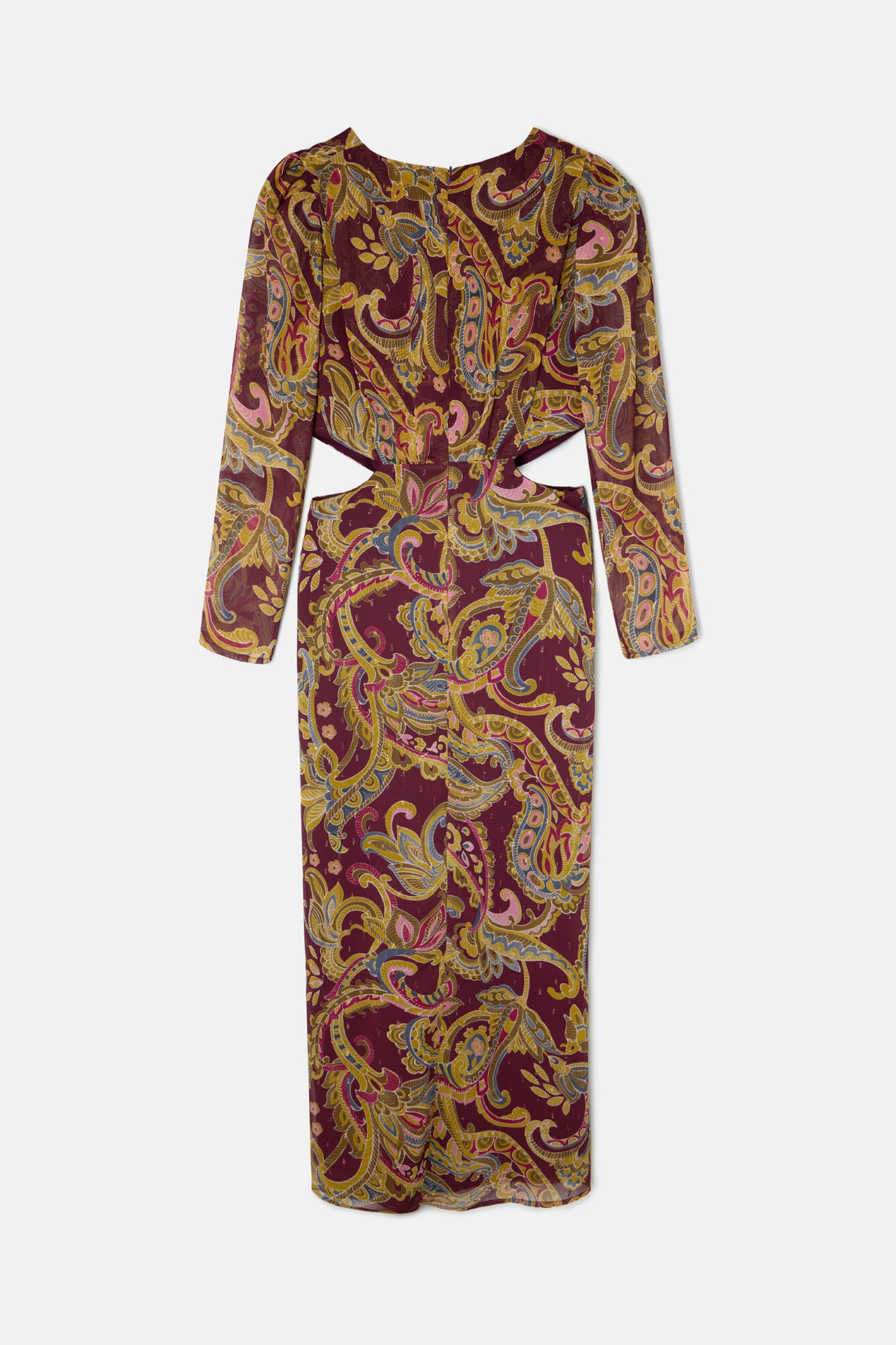 Silbon Vestido longo com fenda estampado em cashmere Granada