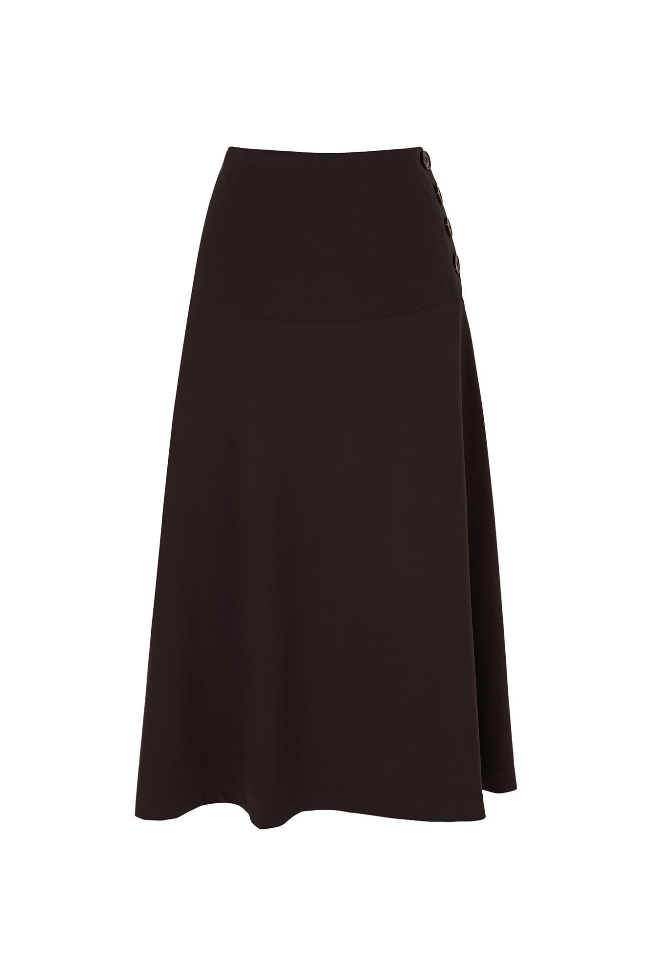 Cortefiel Flared skirt with buttons Black