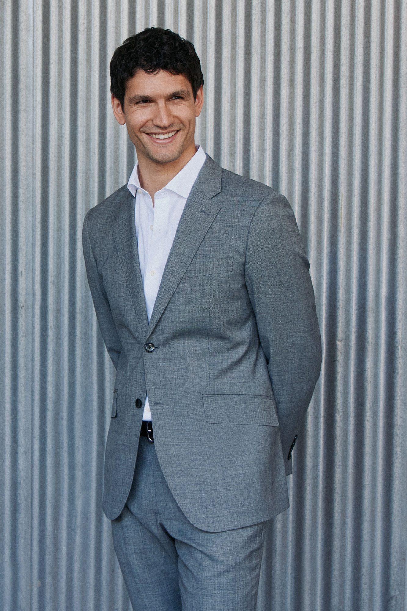 Cortefiel Slim fit grey structured blazer