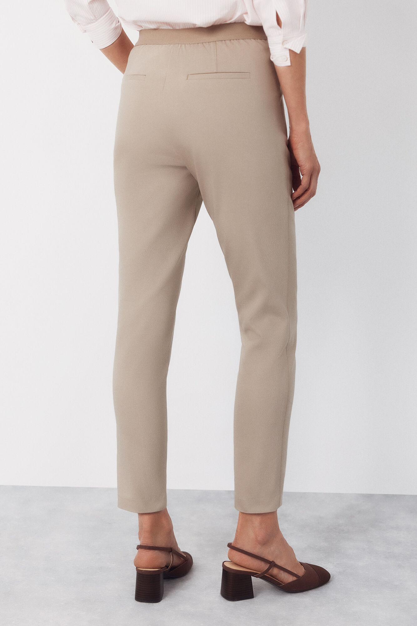 Cortefiel Pantal&oacute;n skinny el&aacute;stico Beige