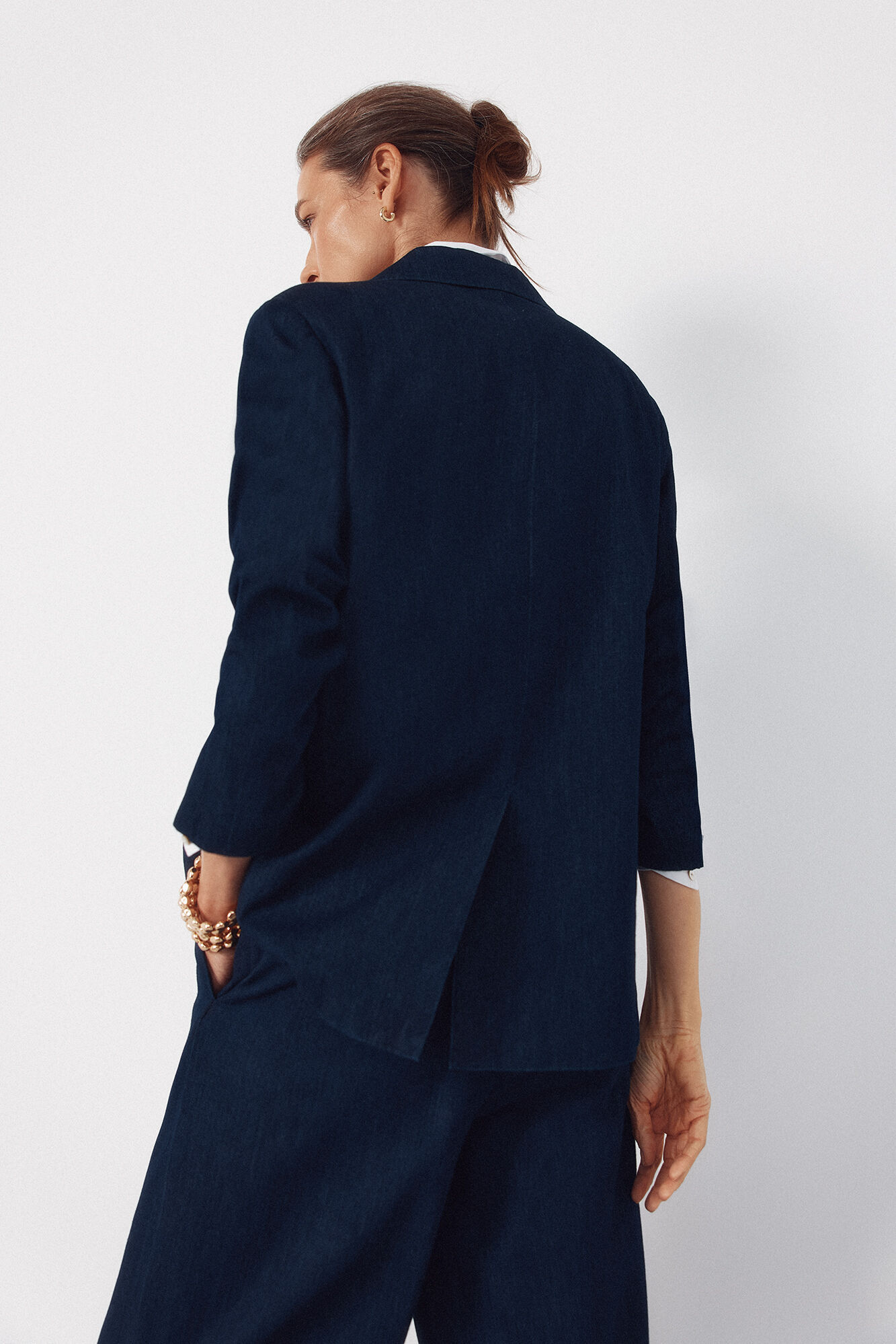 Cortefiel Tailored denim blazer Blue